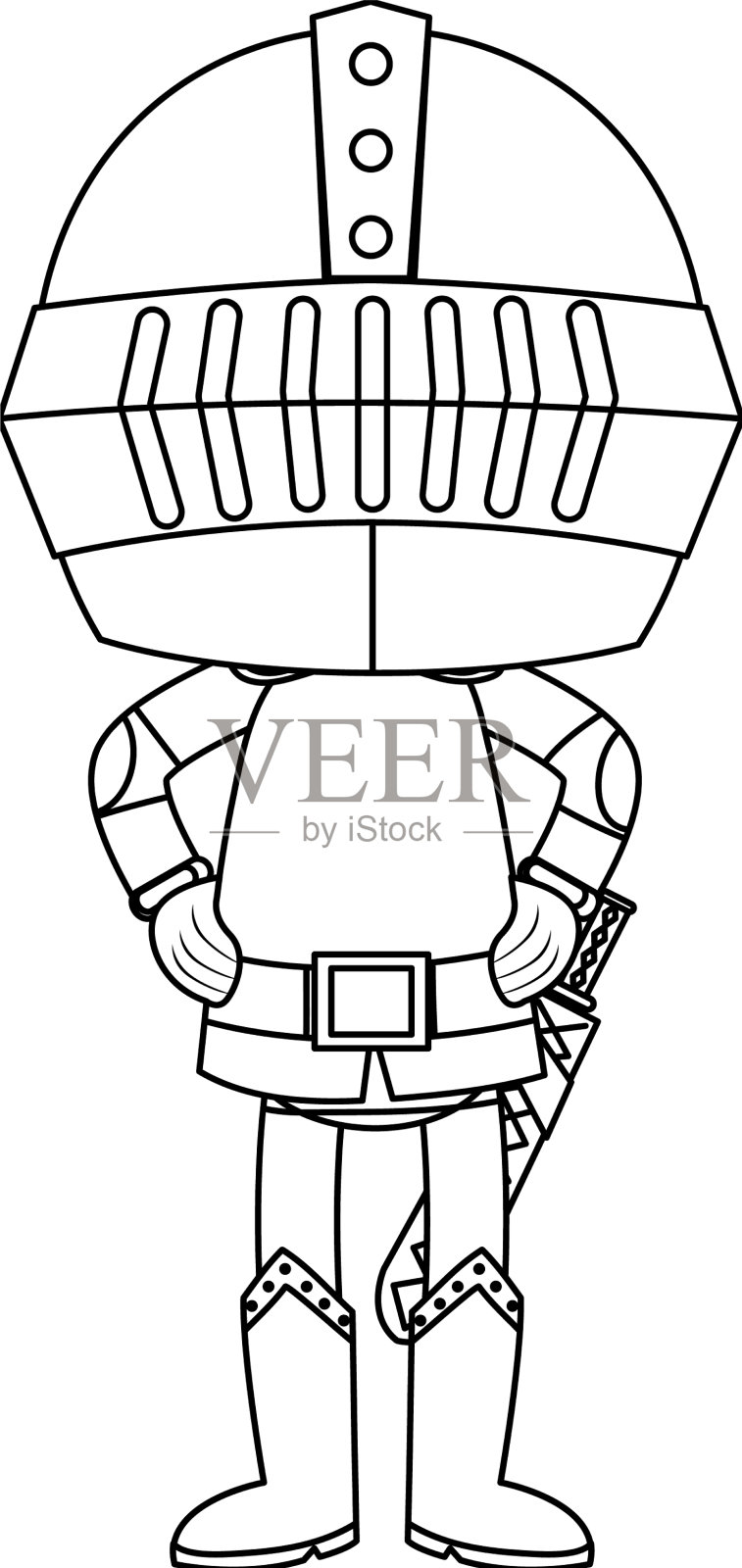 骑士涂鸦轮廓着色设计元素图片