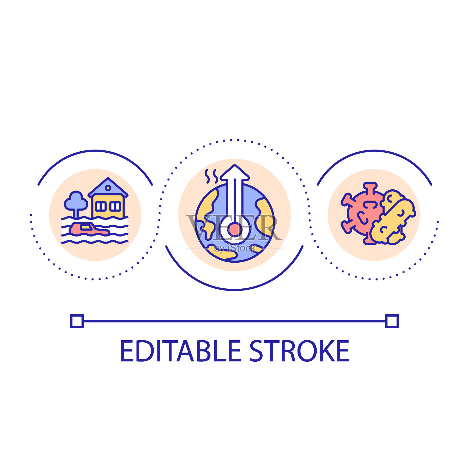 全球变暖和病毒传播循环概念图标图标素材
