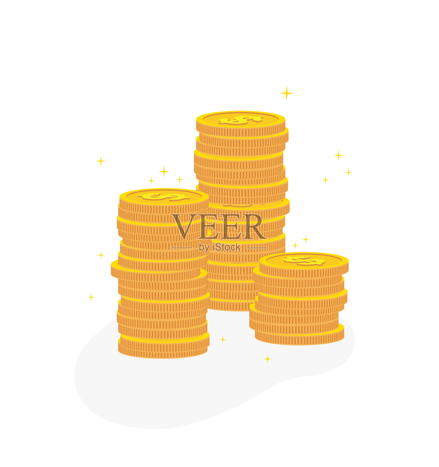 硬币堆叠黄金堆叠美元硬币平设计元素图片