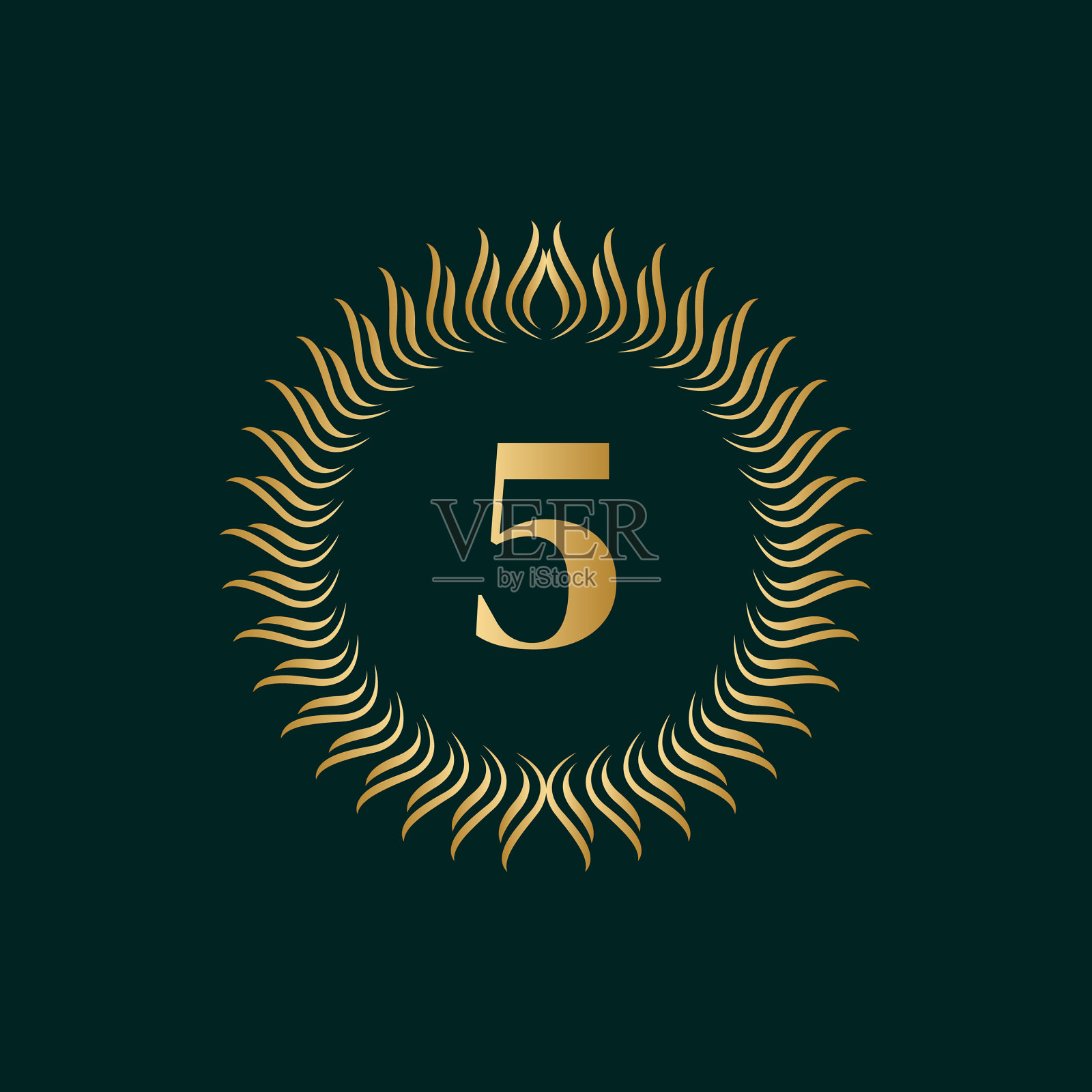 5号徽章编织圆形字母优美插画图片素材