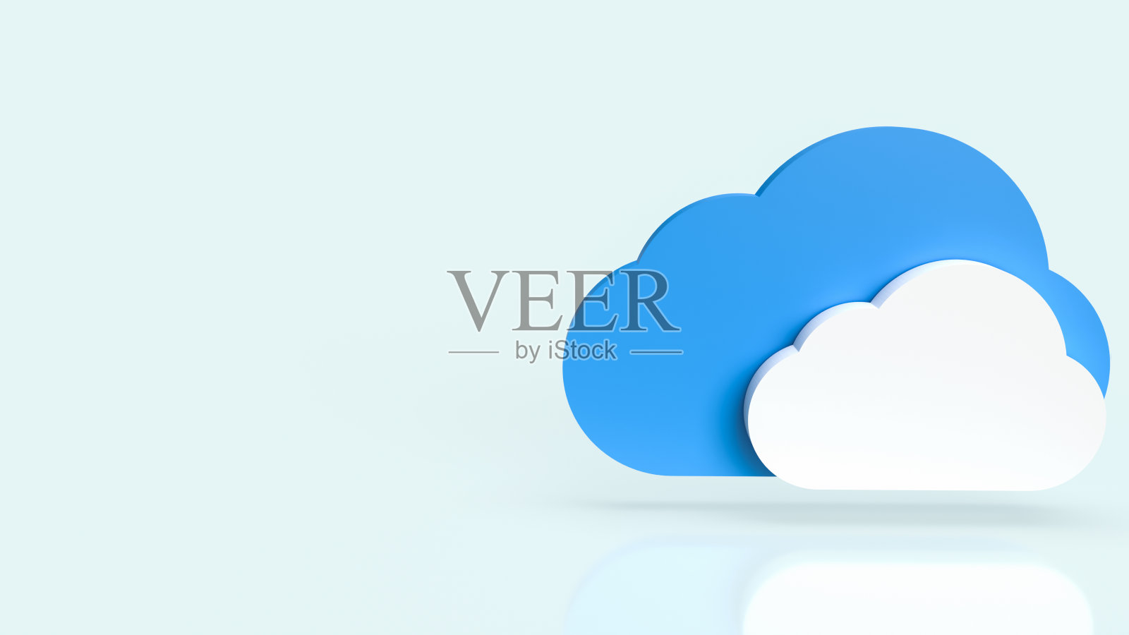 蓝色背景上的云为它或技术概念3d渲染照片摄影图片