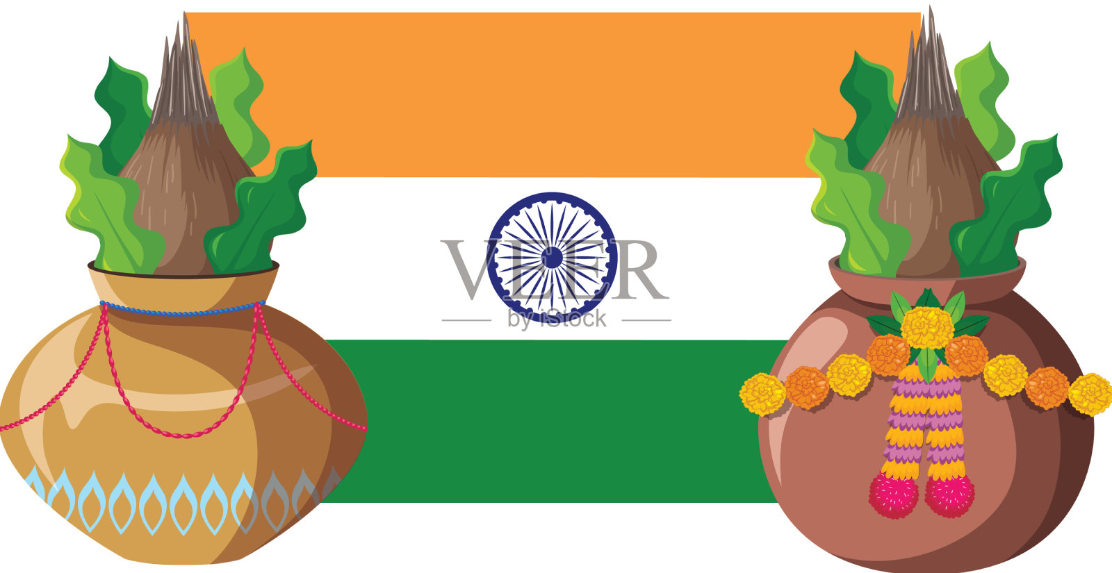 带有圣物的印度国旗图标设计元素图片