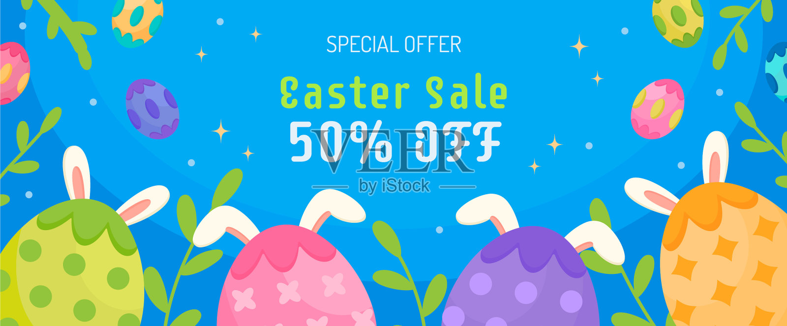 复活节快乐日销售节日日平设计插画图片素材