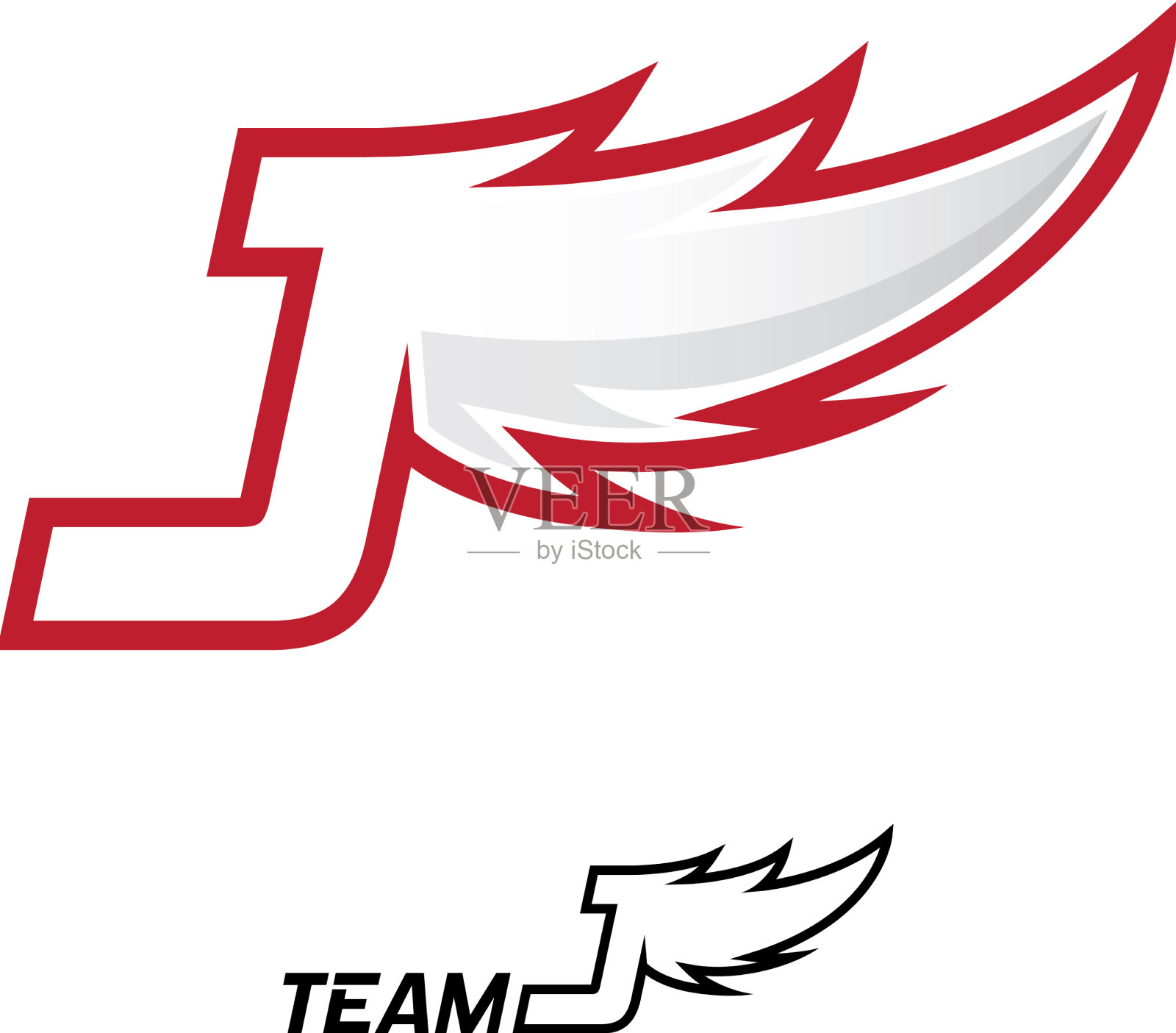 翅膀标志与字母j设计翅膀徽章插画图片素材