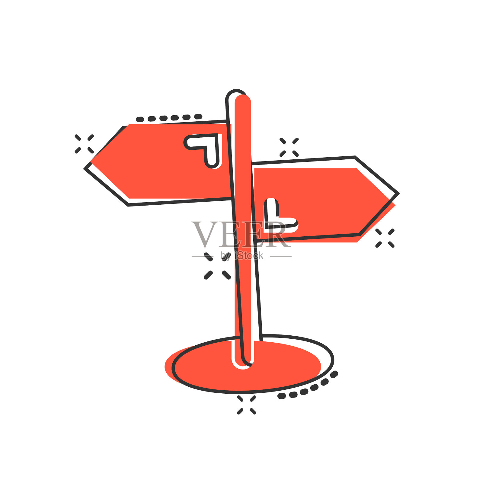 十字路口路标图标在漫画风格的道路设计元素图片