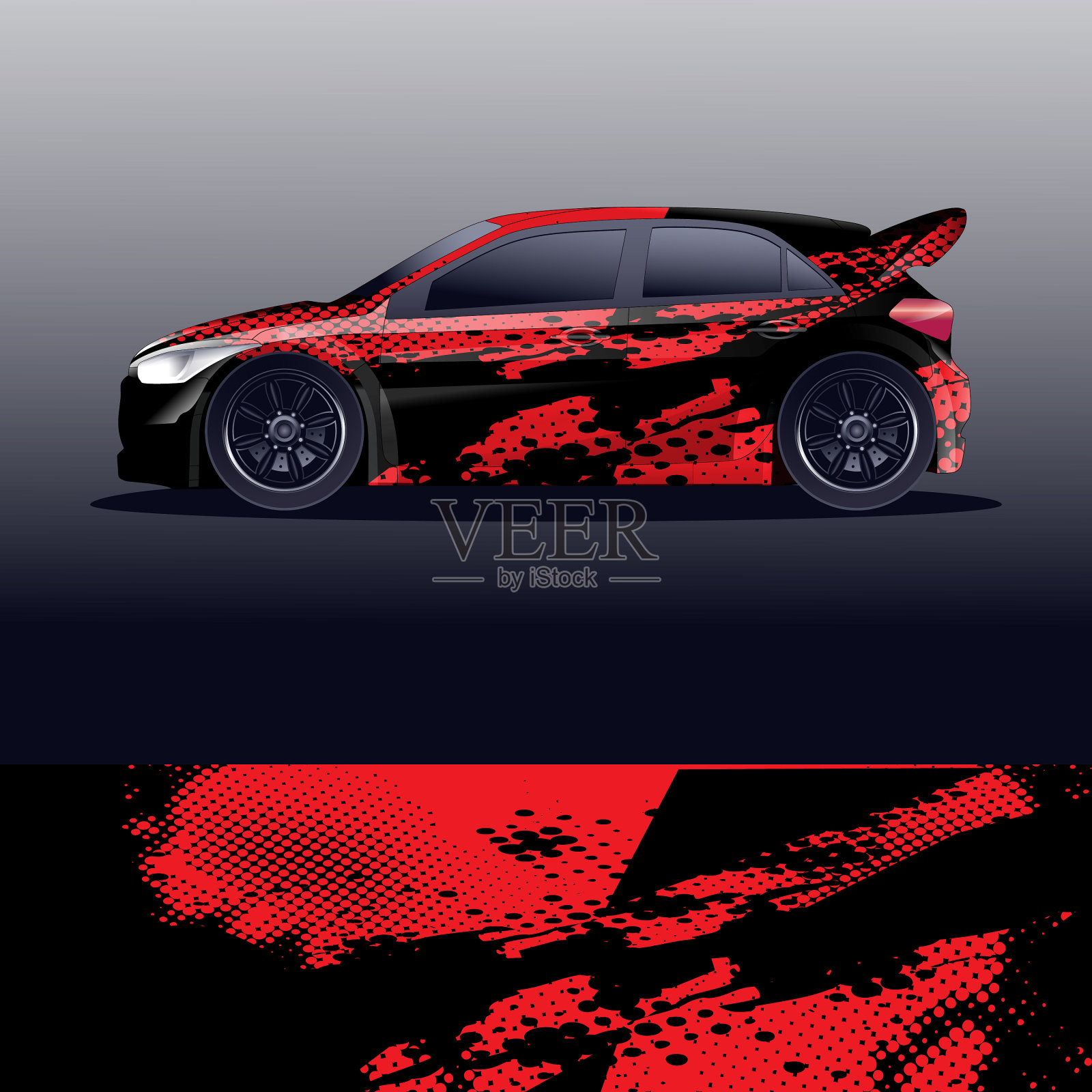 拉力赛汽车贴花图形包装插画图片素材