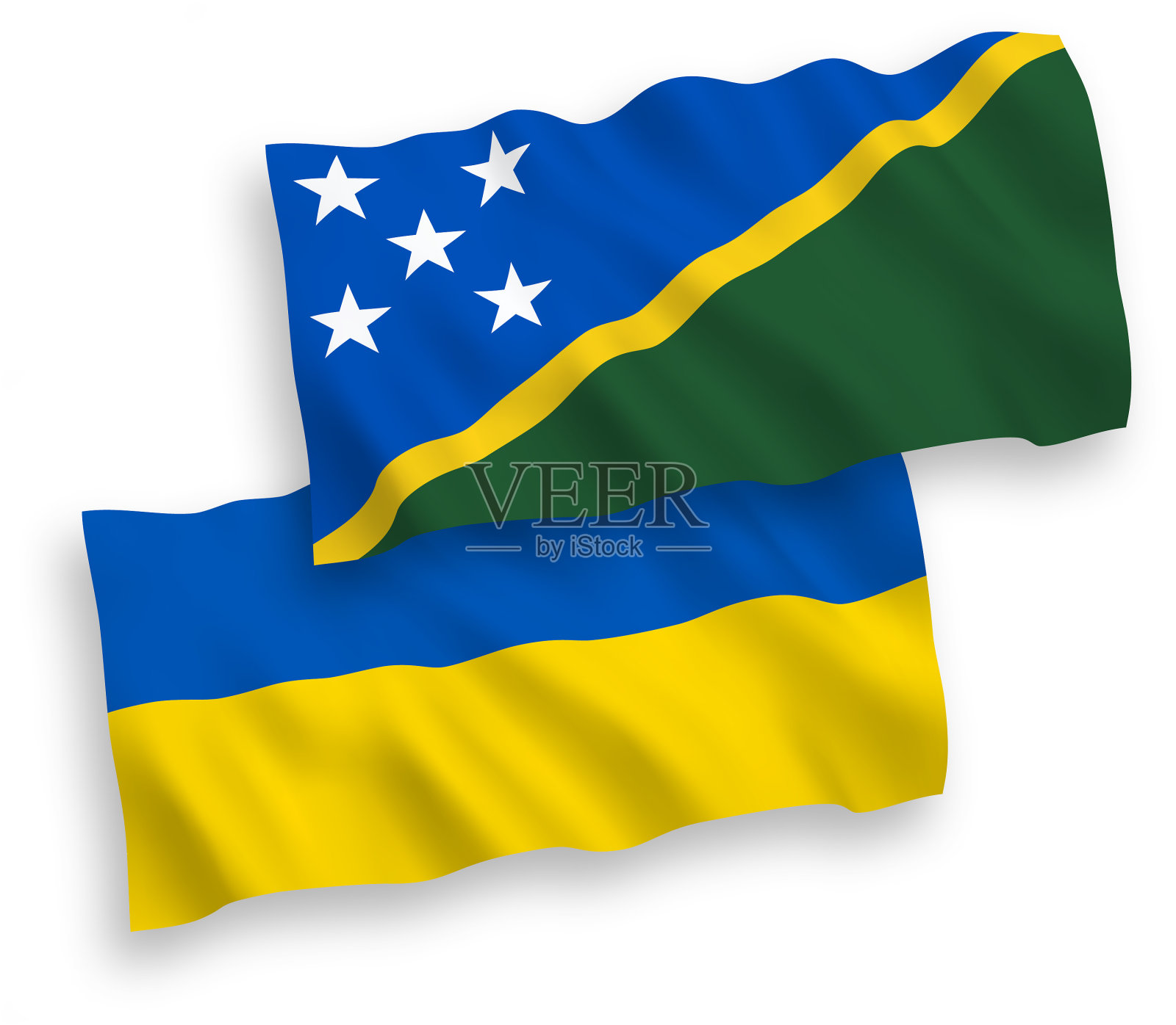 国旗上有所罗门群岛和乌克兰的国旗设计元素图片