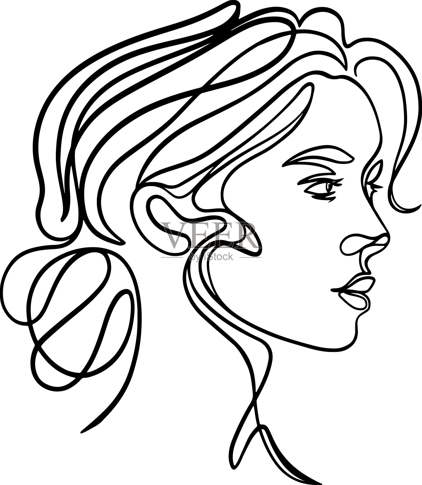 女性线条艺术肖像设计元素图片