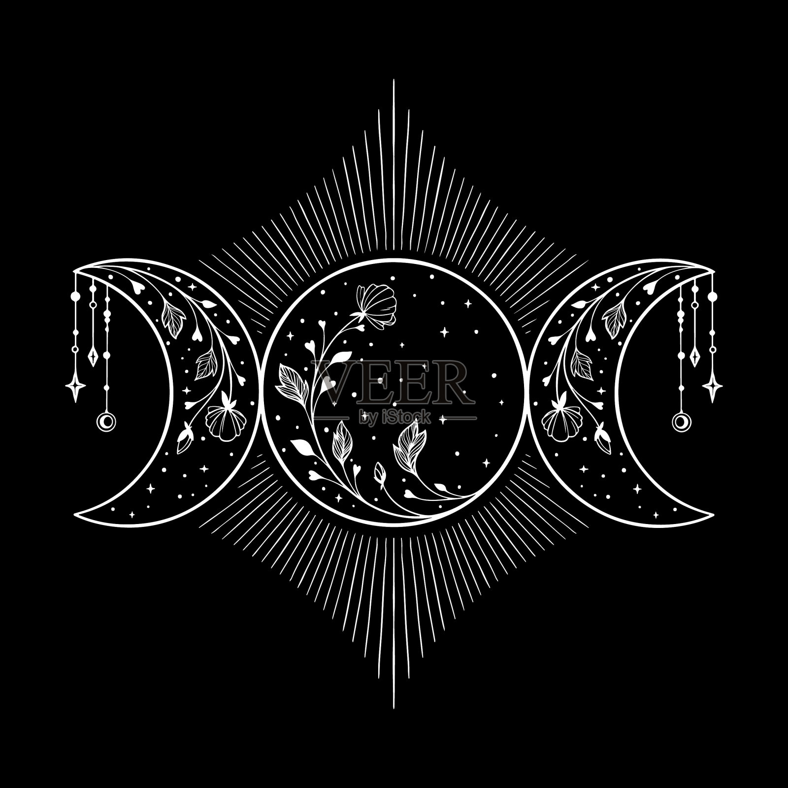 三倍的月亮插画图片素材