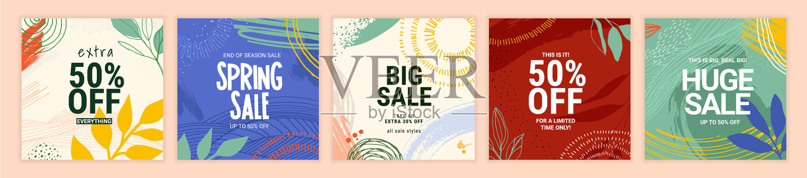 社交媒体销售横幅设计插画图片素材