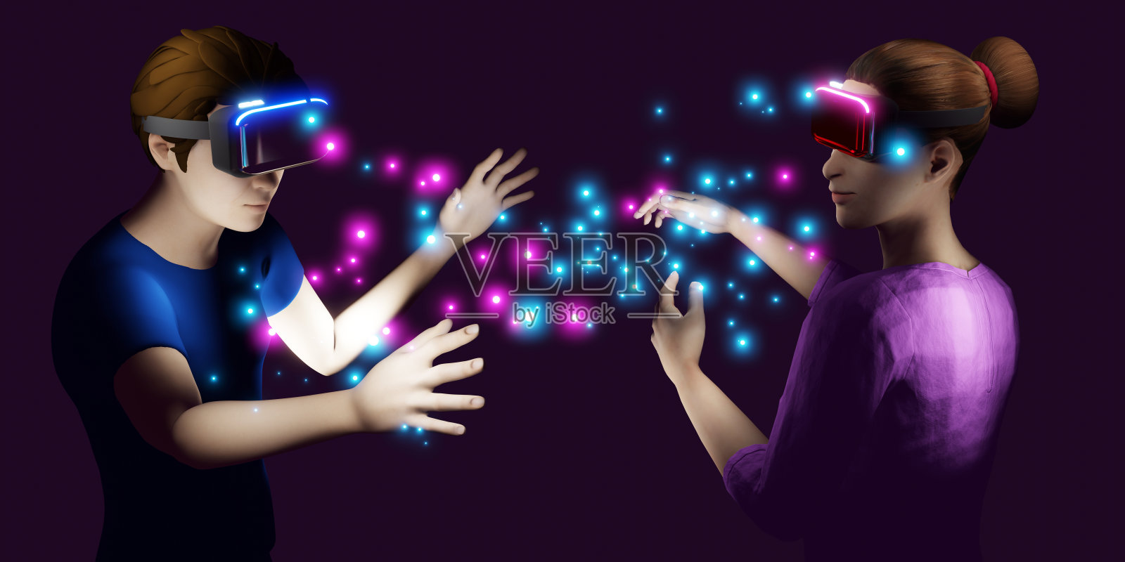 VR眼镜事件Metaverse聚会媒体播放器耳机娱乐聚会Metaverse 3D插画插画图片素材