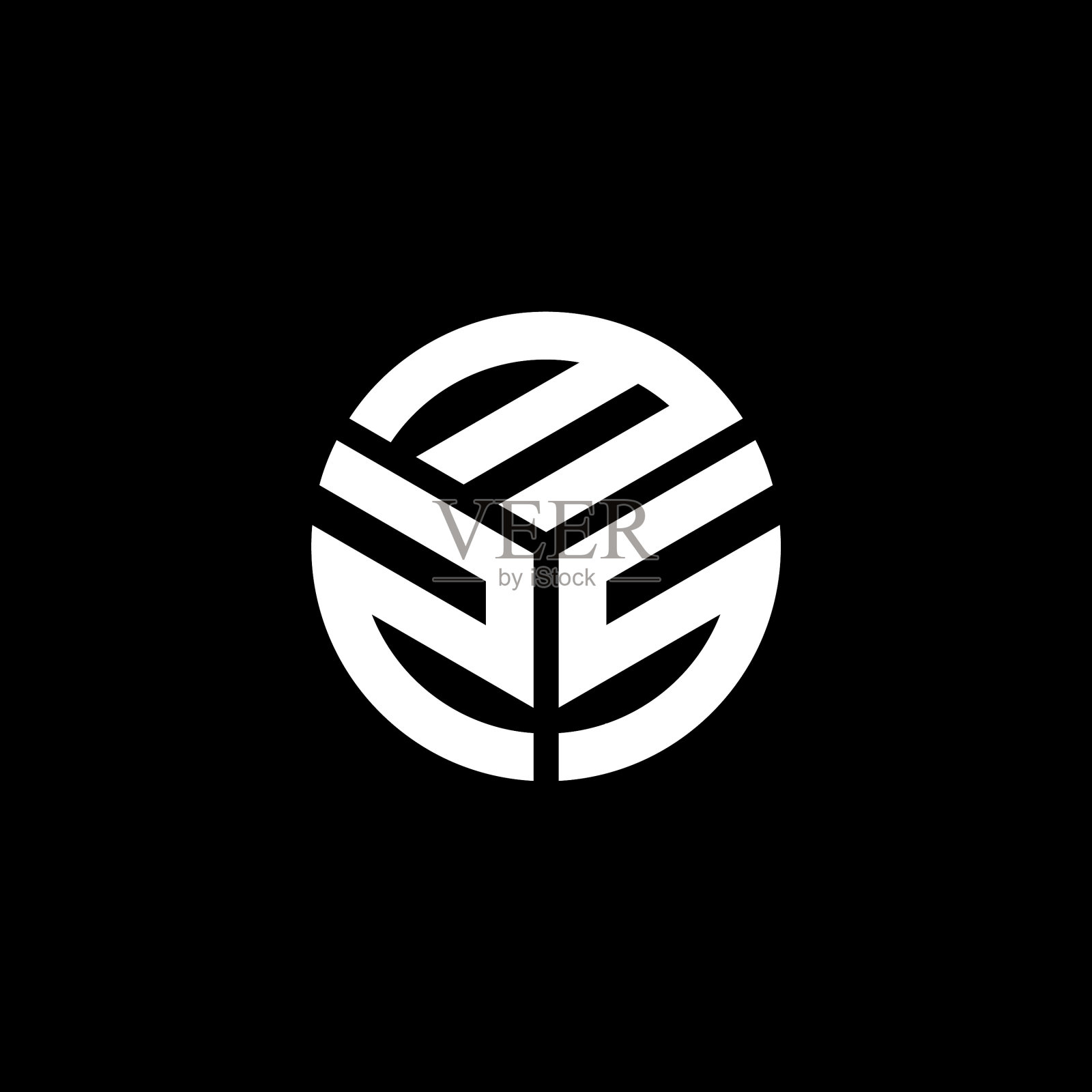 MZS字母标志设计，黑色背景MZS插画图片素材