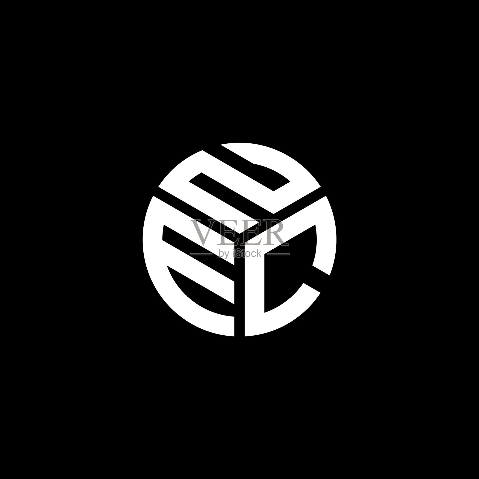 Nec字母标志设计，黑色背景Nec插画图片素材