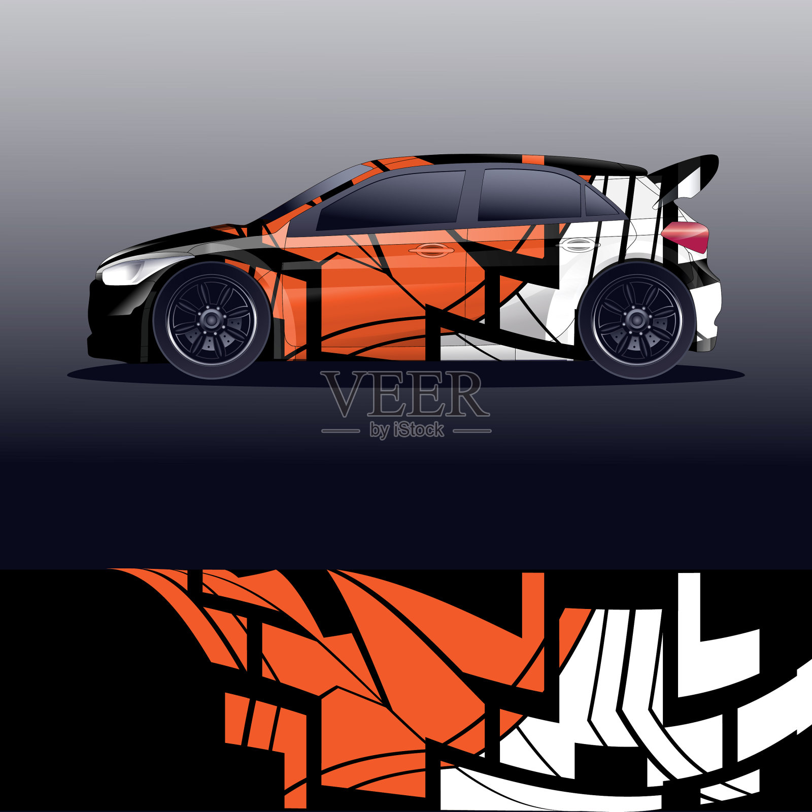 拉力赛汽车贴花图形包装插画图片素材