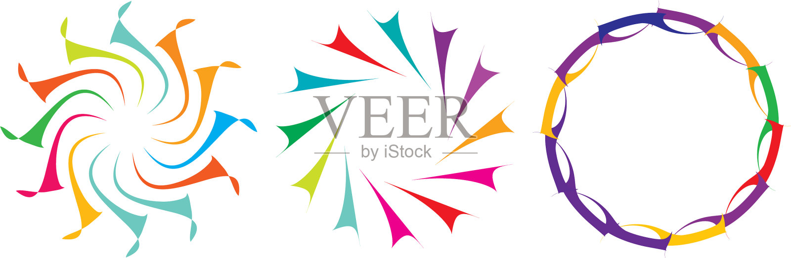 一套圆形径向几何曼荼罗图案图标素材