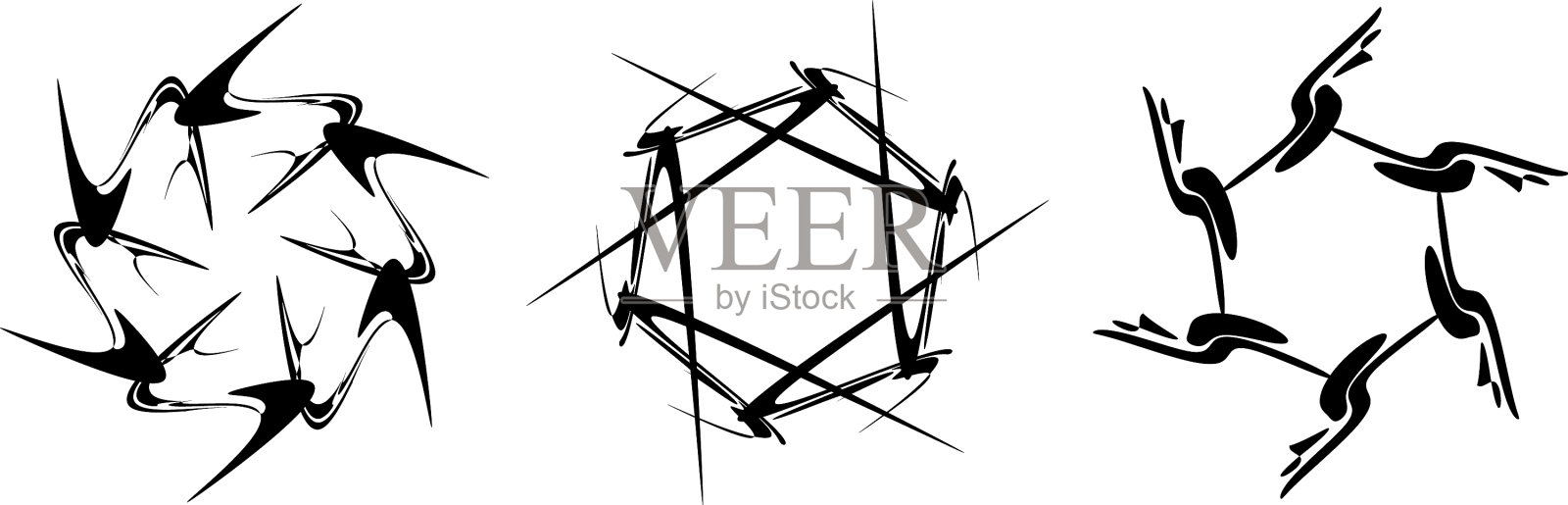 一套圆形径向几何曼荼罗图案图标素材