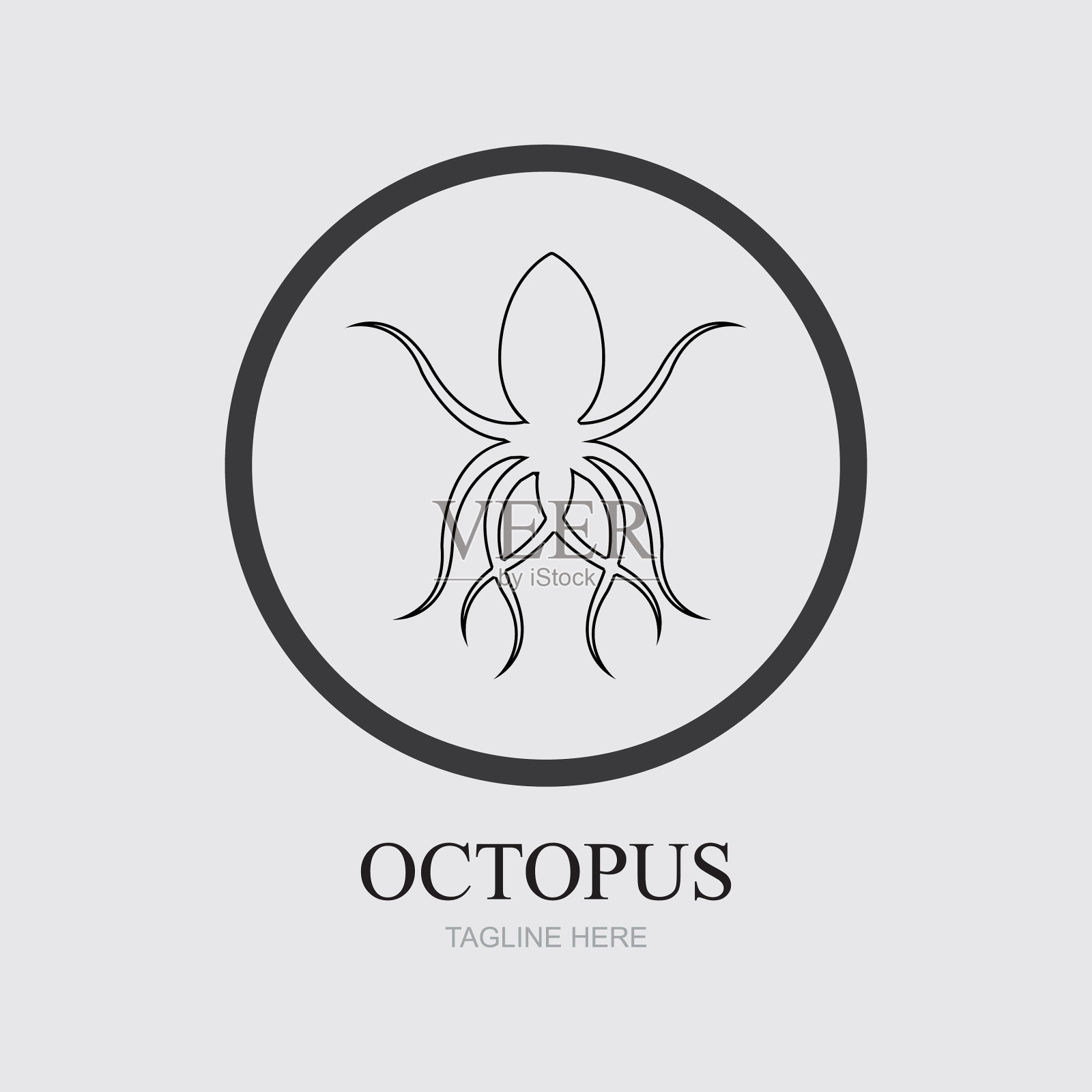 模板章鱼标志标签和标志插画图片素材