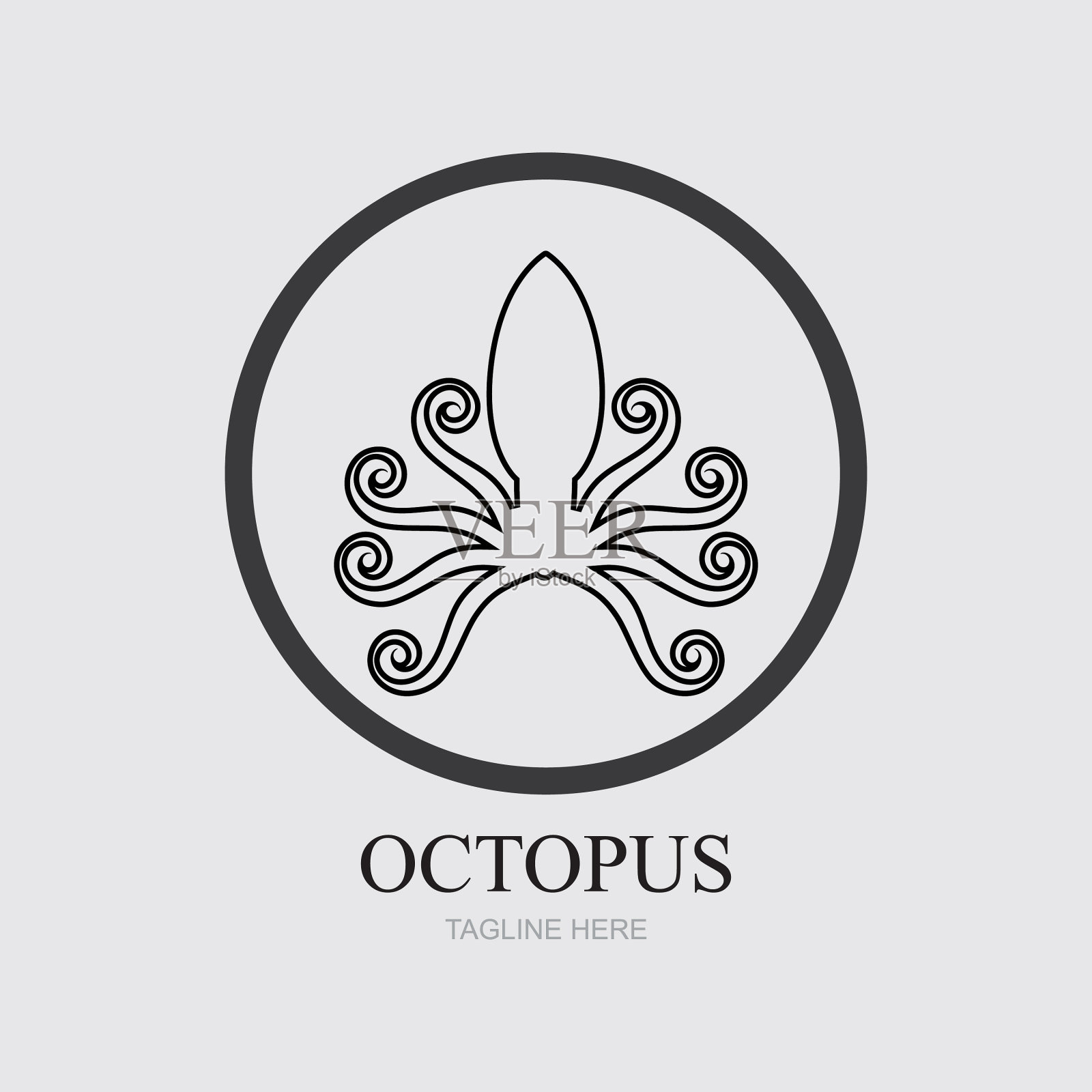 模板章鱼标志标签和标志插画图片素材