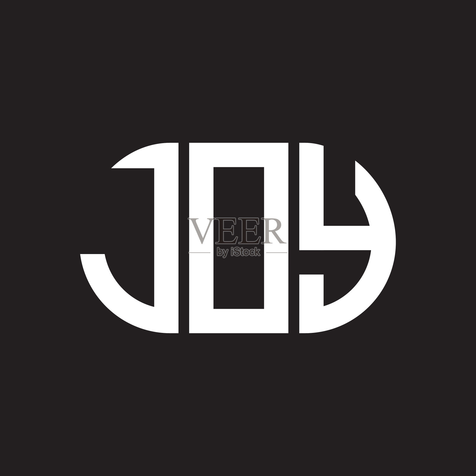 欢乐字母标志设计，以黑色为背景插画图片素材