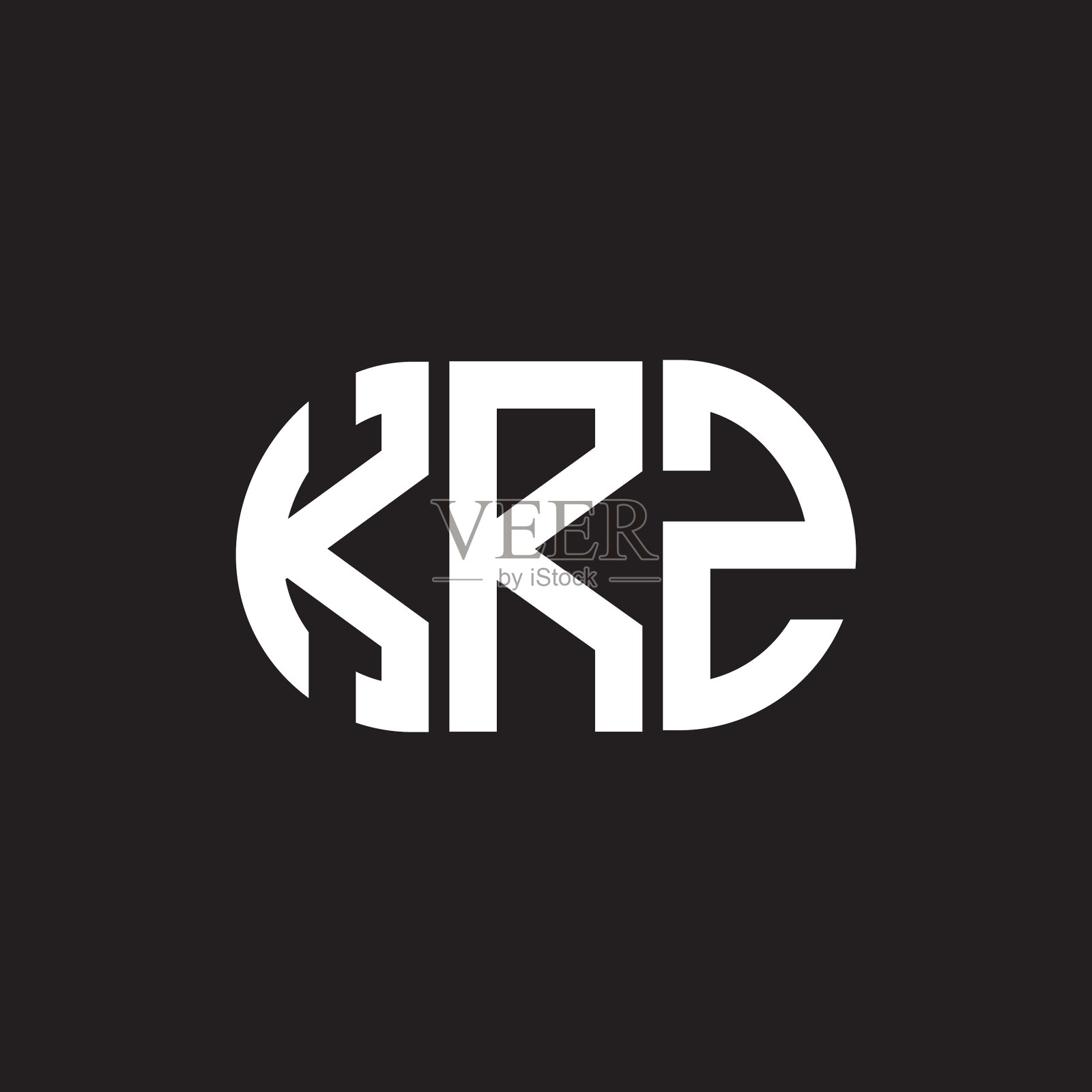 KRZ字母标志设计，黑色背景KRZ插画图片素材