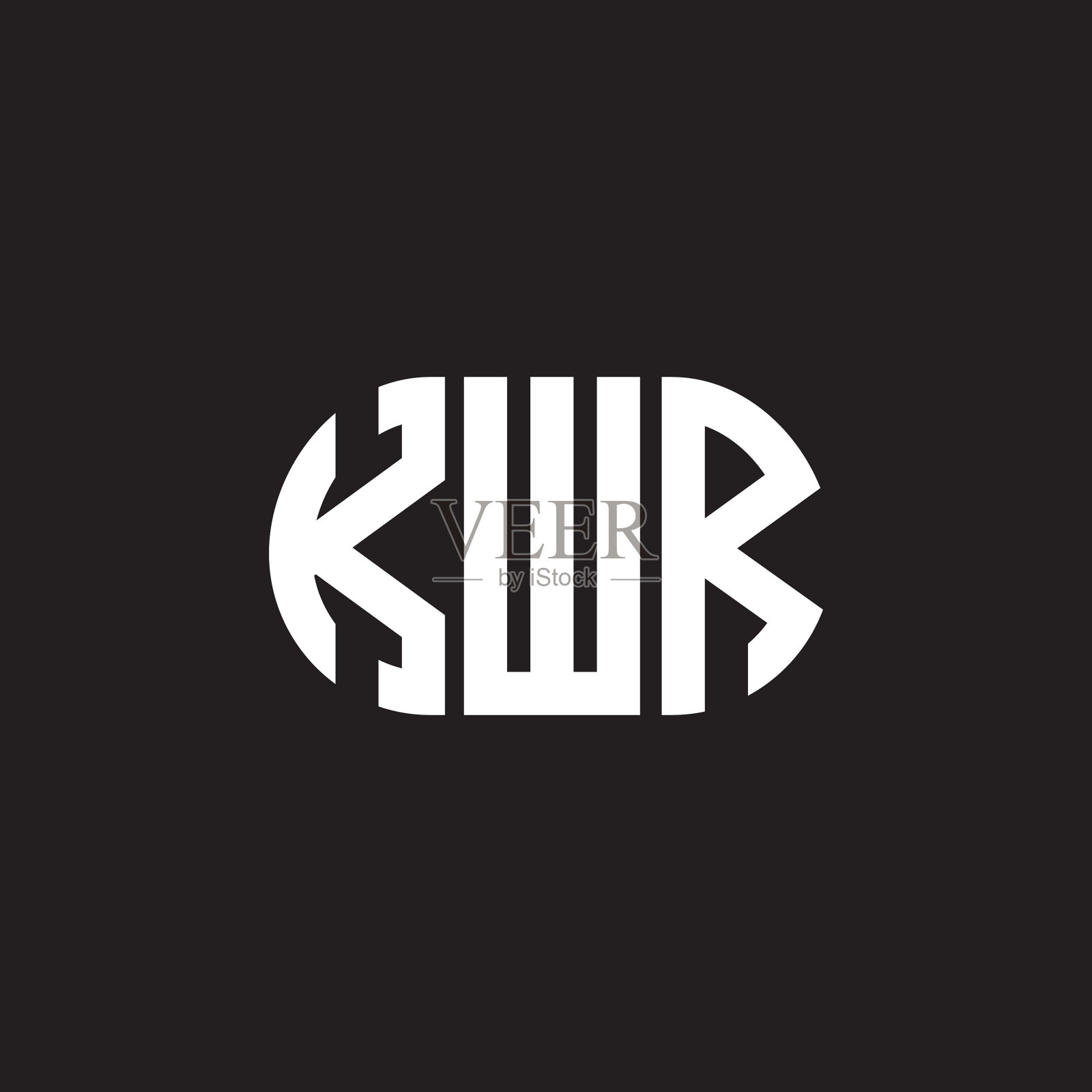 字母标志设计在黑色背景KWR插画图片素材