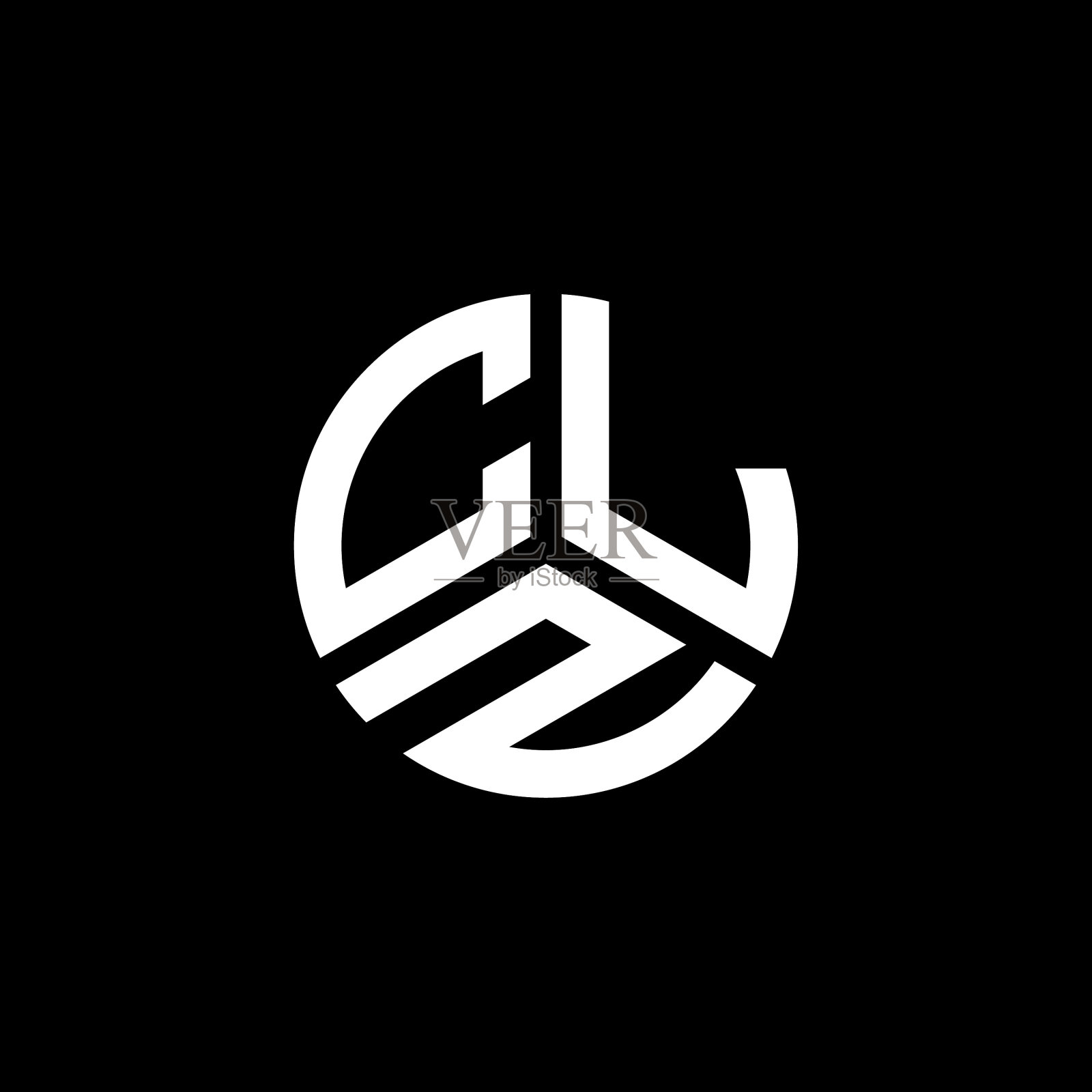 CLZ字母logo设计，白底CLZ插画图片素材