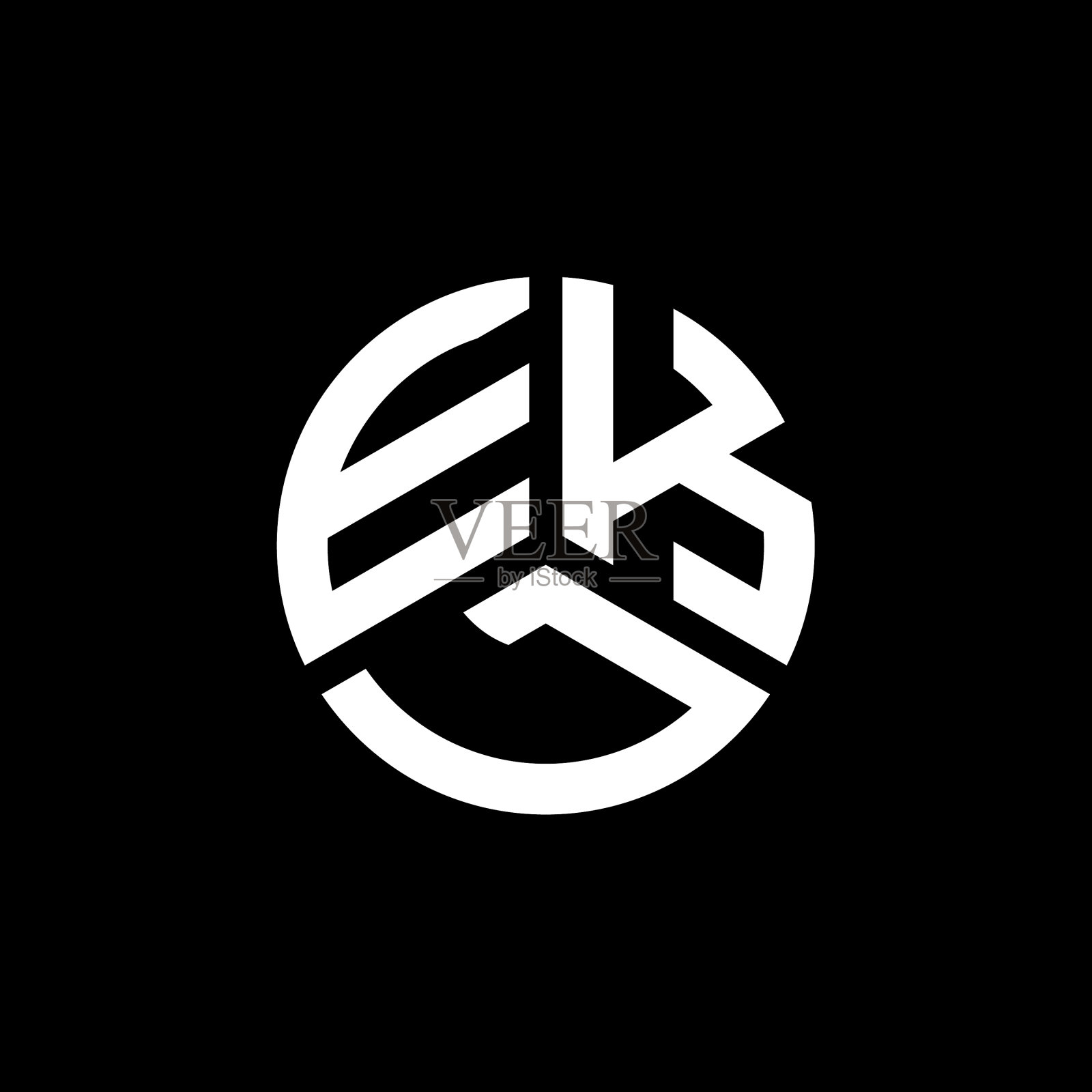 字母标志设计在白色背景Ekl插画图片素材