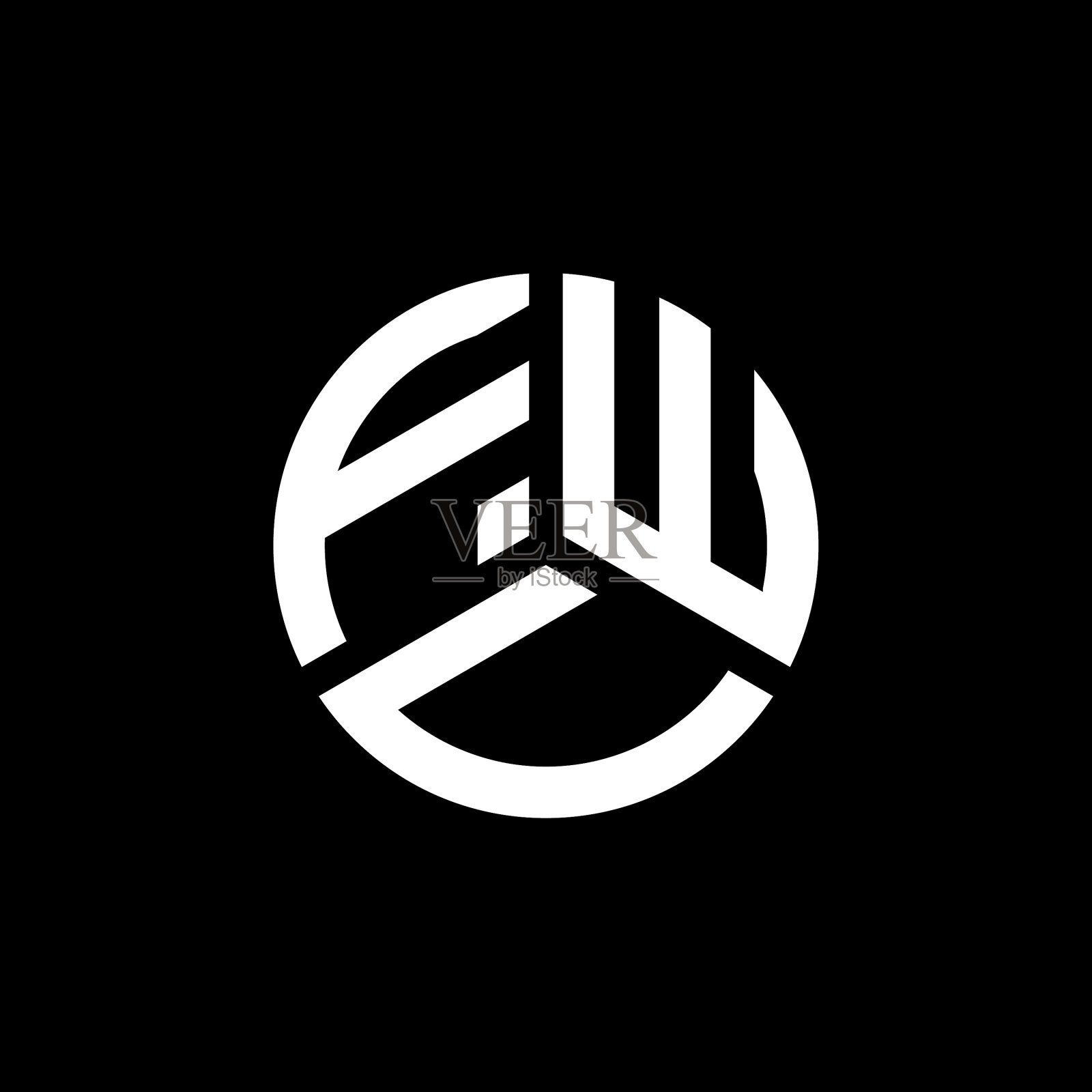 FWV字母标志设计在白色背景FWV插画图片素材