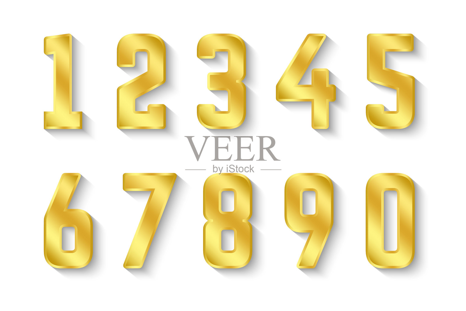 黄金号码收集0到9插画图片素材