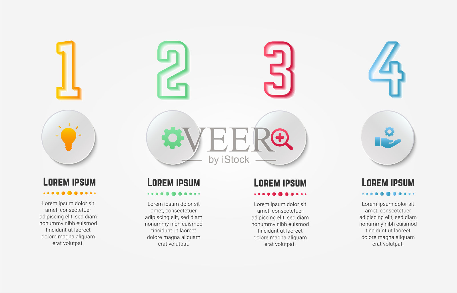 带有业务元素的平面信息图步骤模板插画图片素材