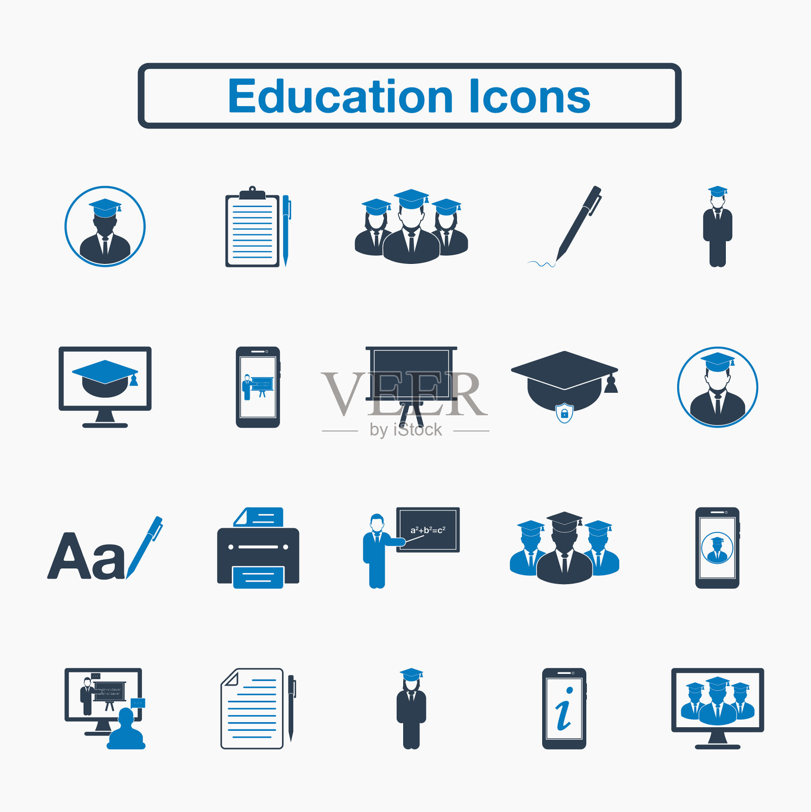教育图标设置扁平风格eps图标素材