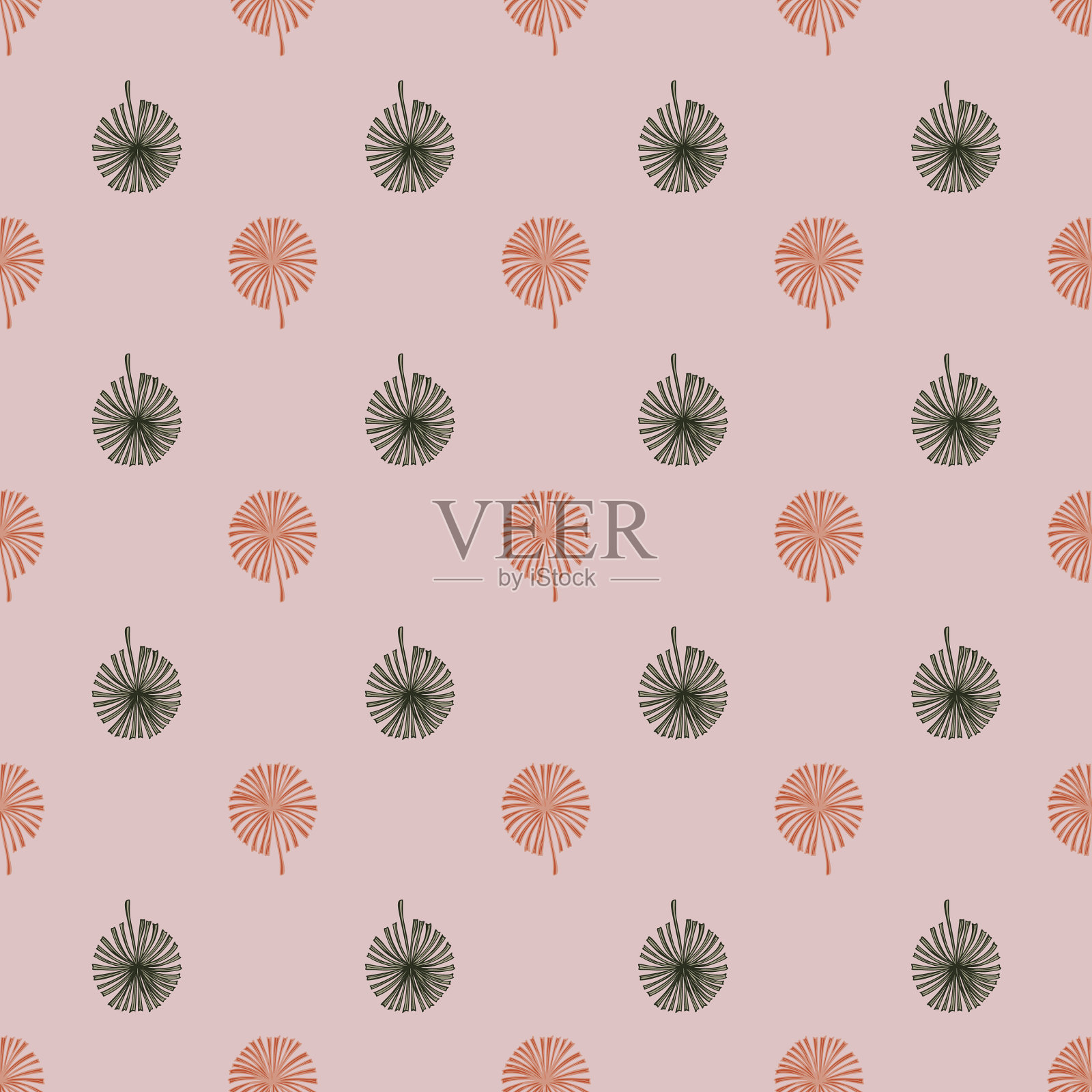 扇棕榈叶无缝图案上的佳酿插画图片素材