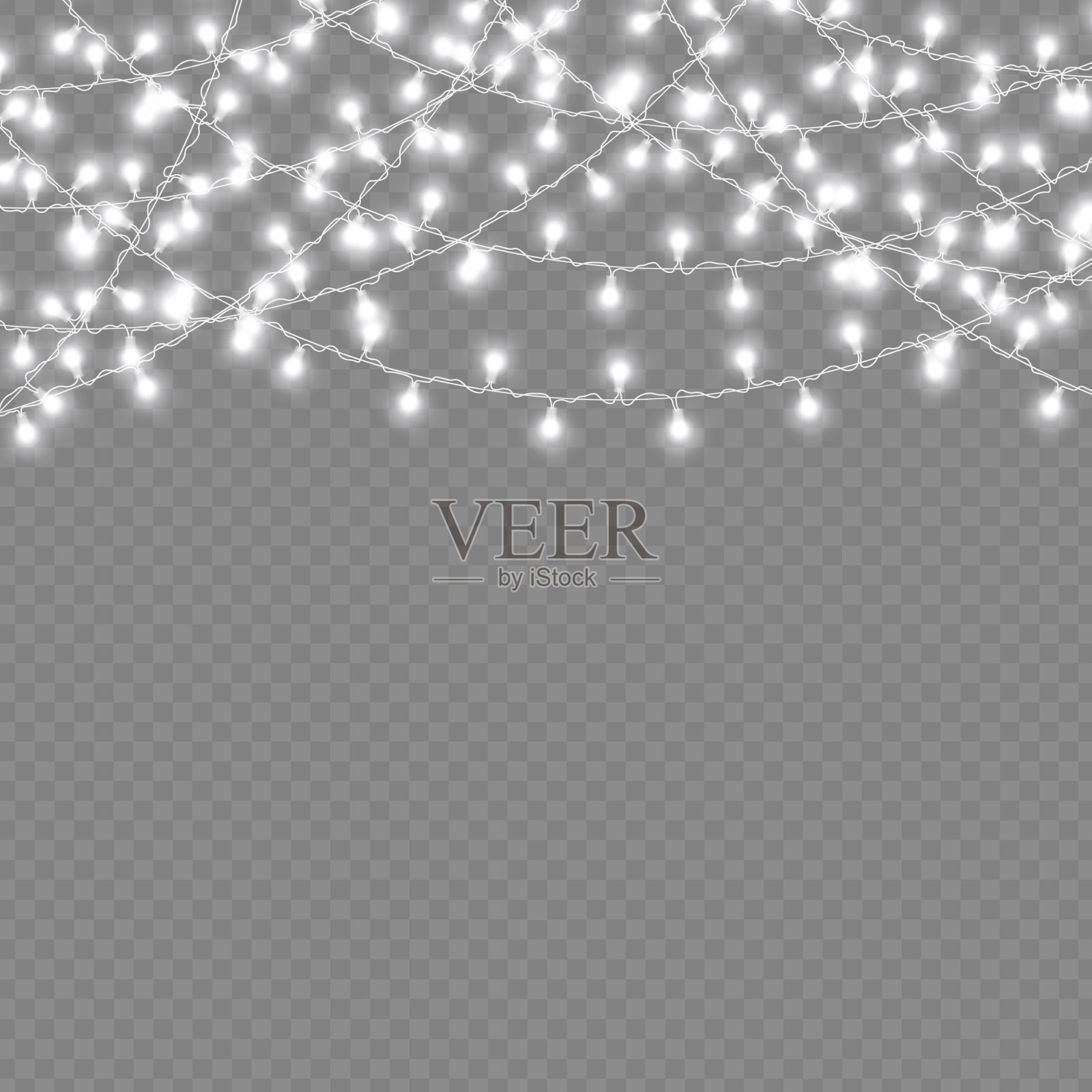 Led霓虹灯白色圣诞花环装饰插画图片素材