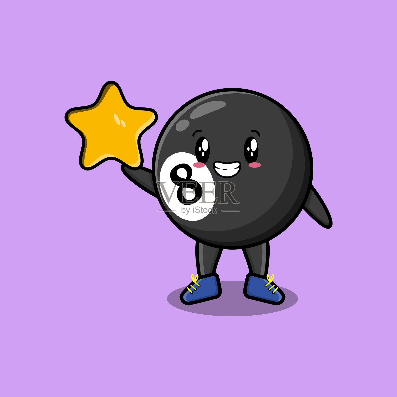 可爱卡通台球抱大金星插画图片素材