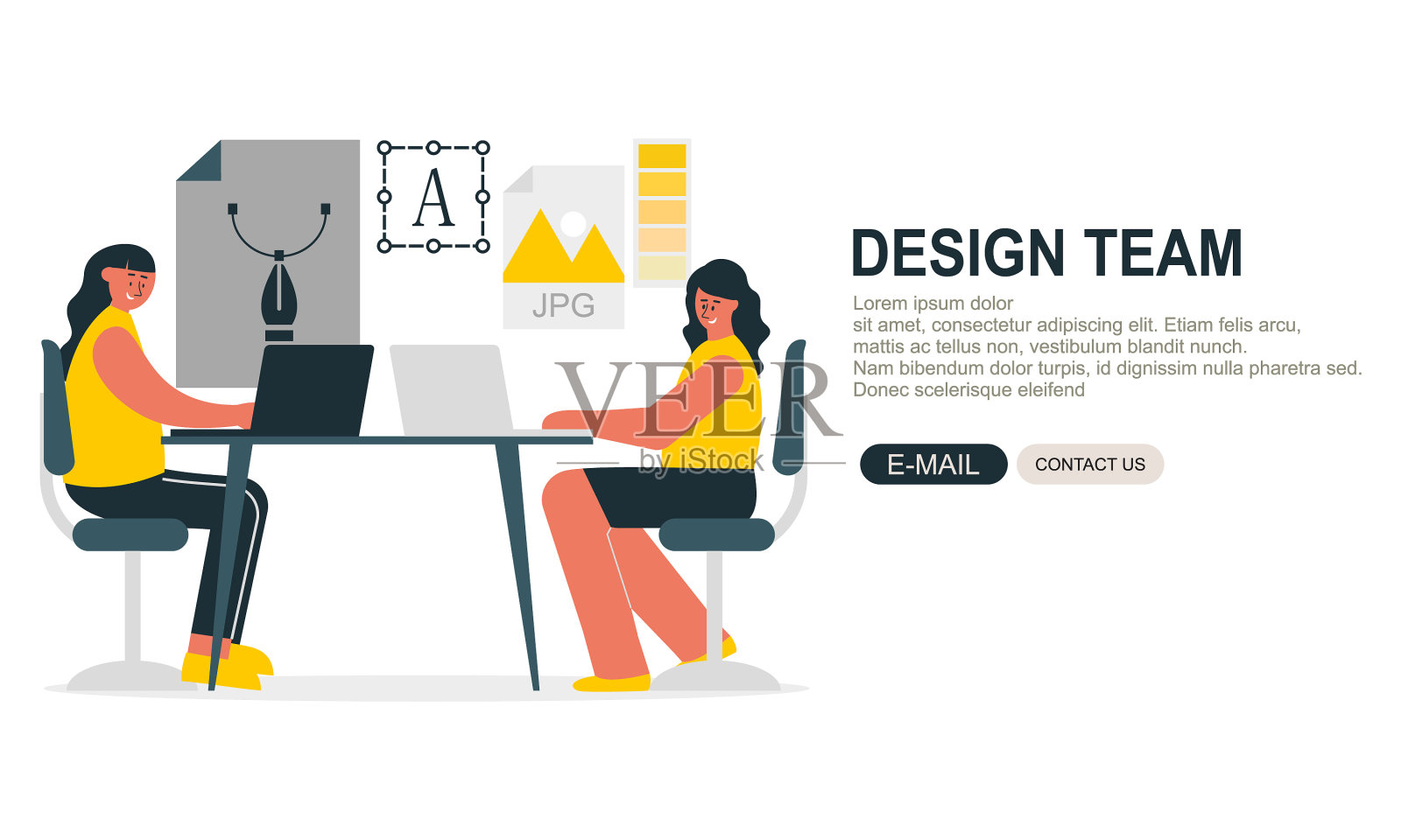 网页设计工作室或团队工作插画图片素材