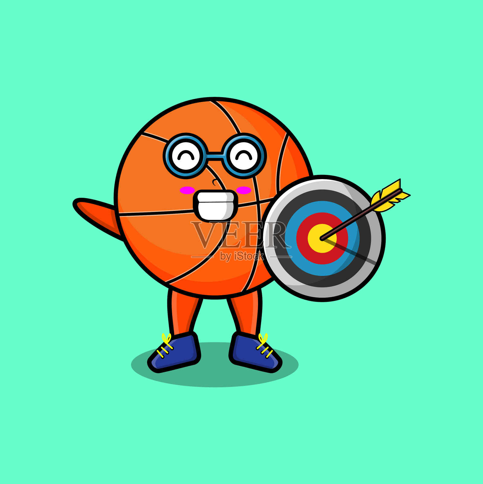 可爱卡通篮球商人瞄箭插画图片素材