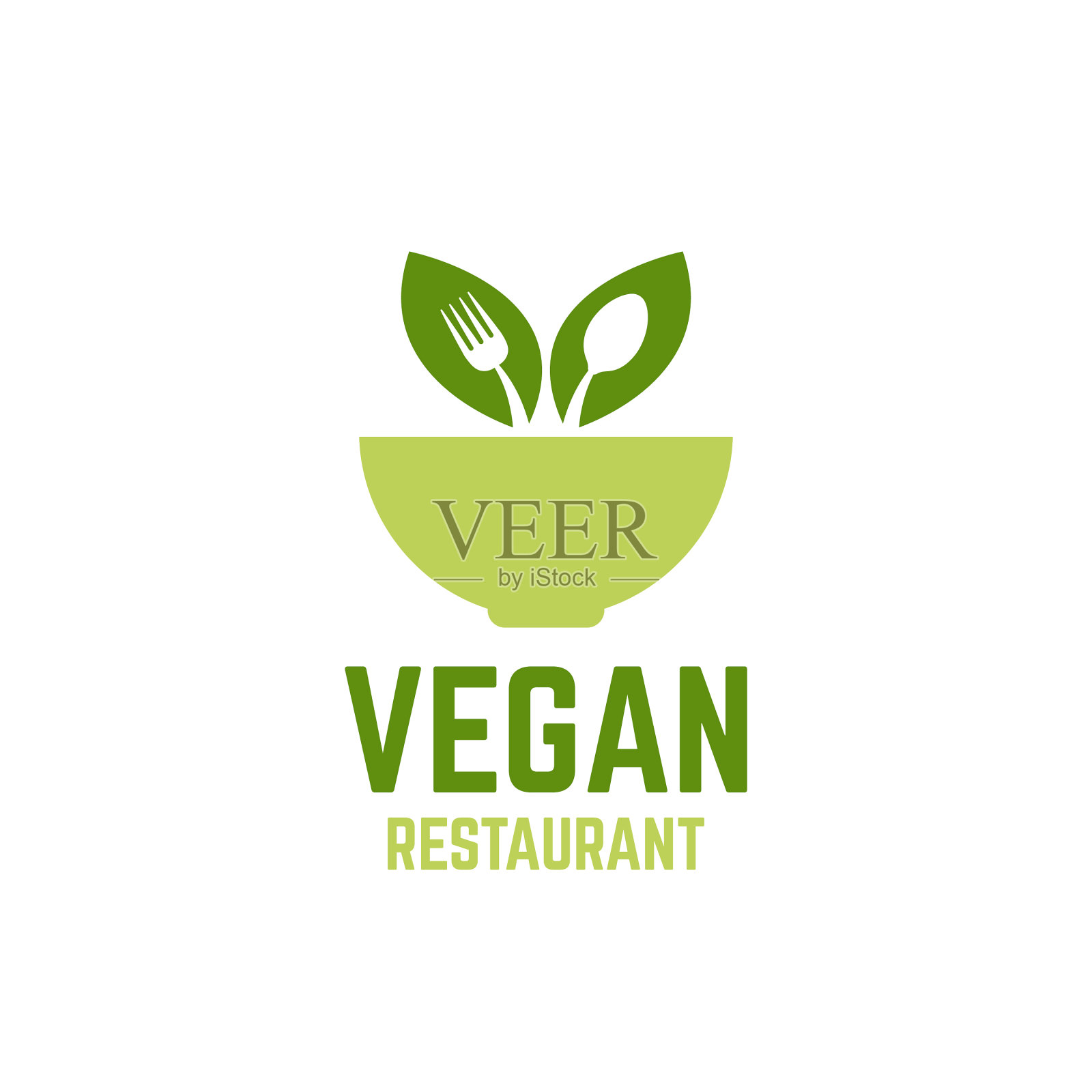 素食餐厅的标志插画图片素材