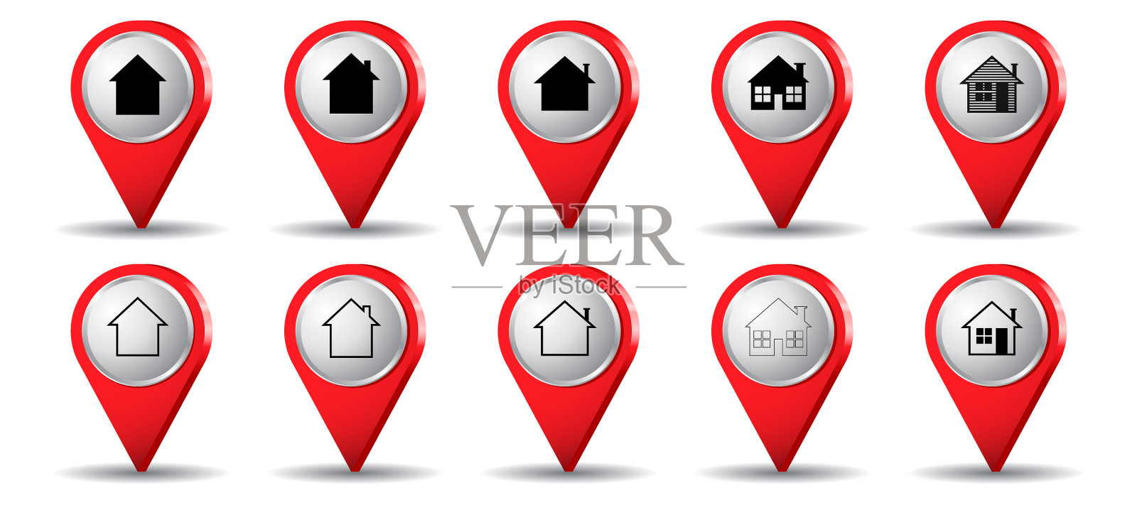 带有房子图标的定位销图标素材
