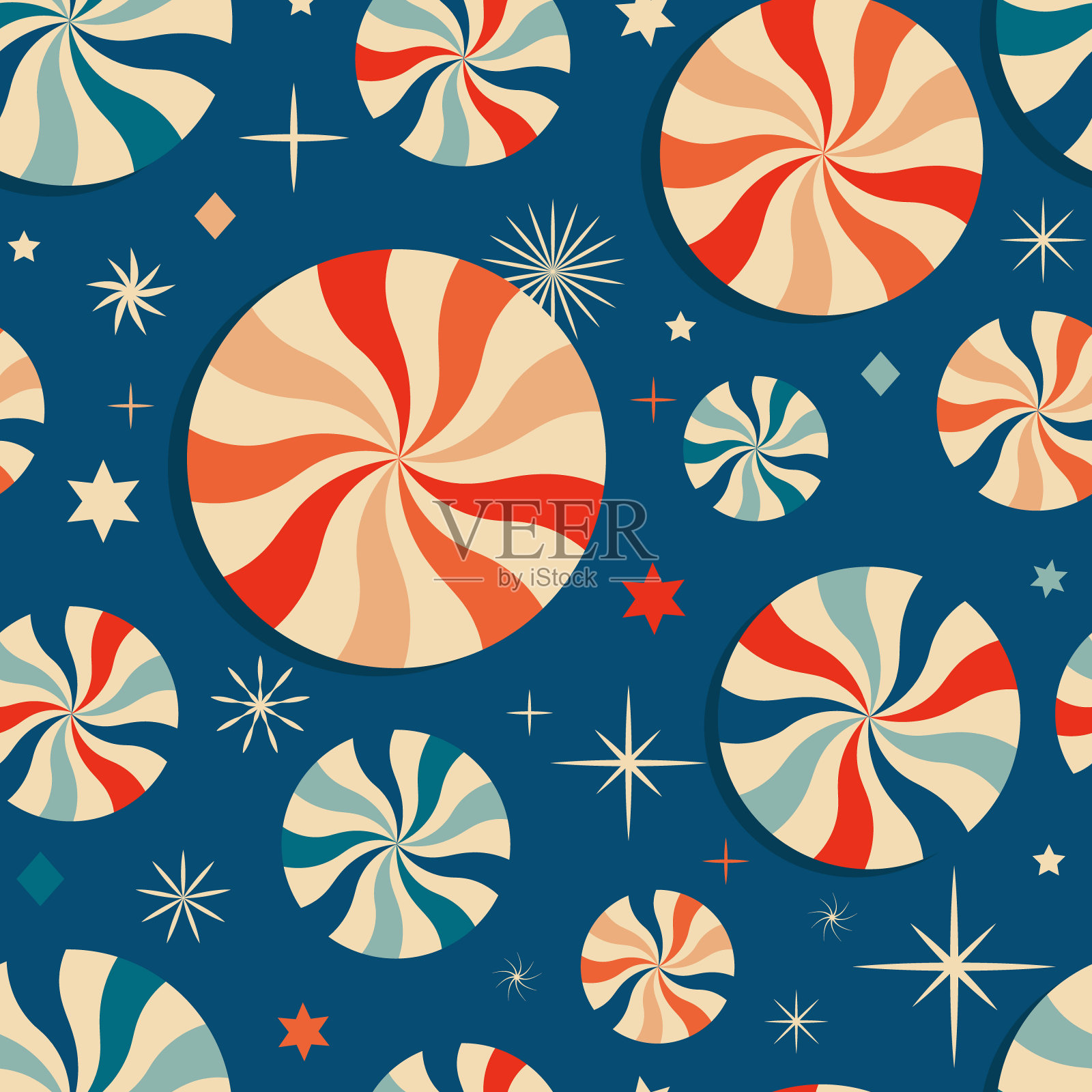 圣诞新年用糖果无缝图案。插画图片素材