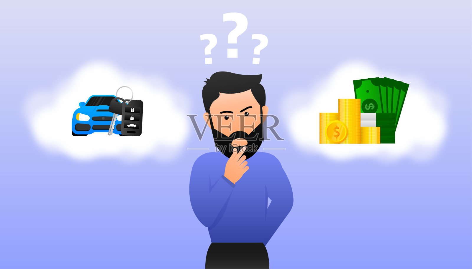 钱车鳞片在平坦的风格在黄金背景。平人。平面向量插图插画图片素材