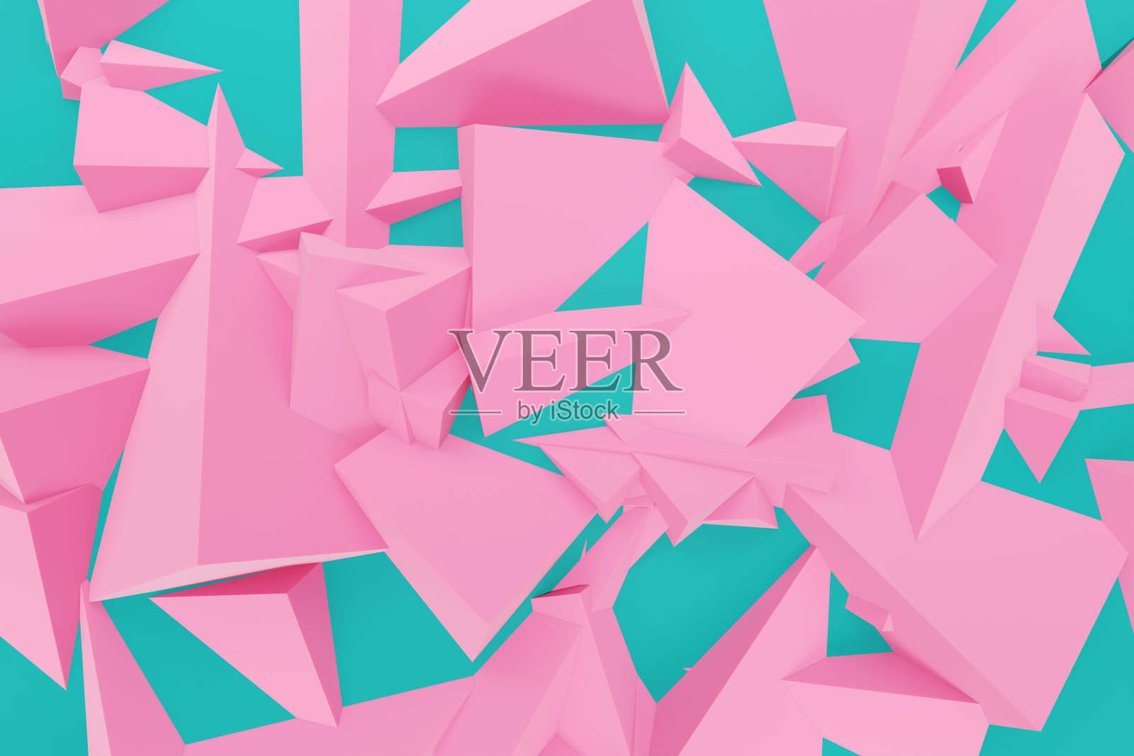 抽象几何背景在蓝绿色和太平洋粉红色的颜色照片摄影图片