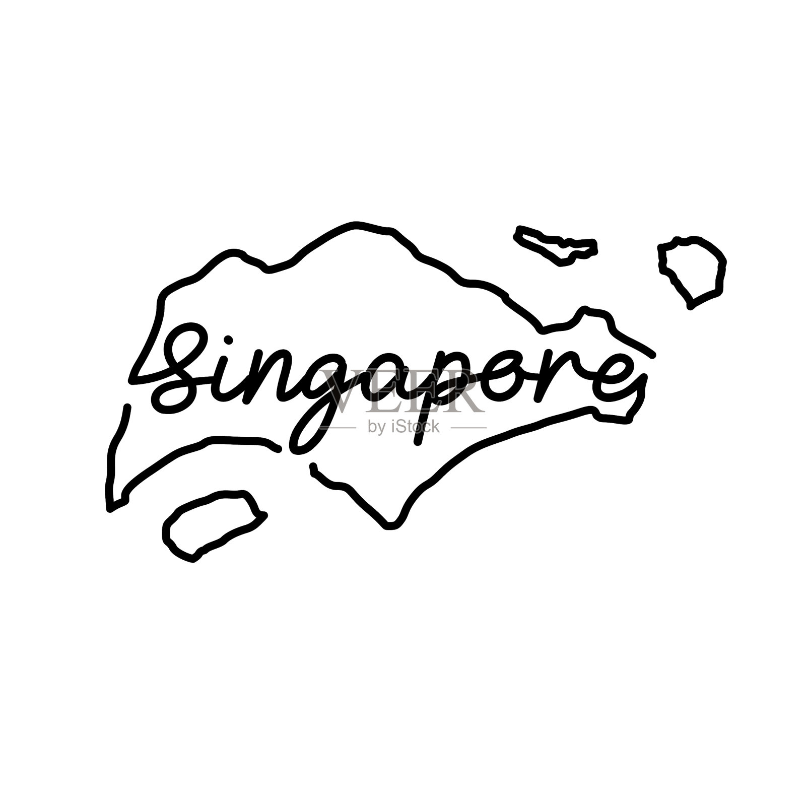 用手写的新加坡国家轮廓图设计元素图片