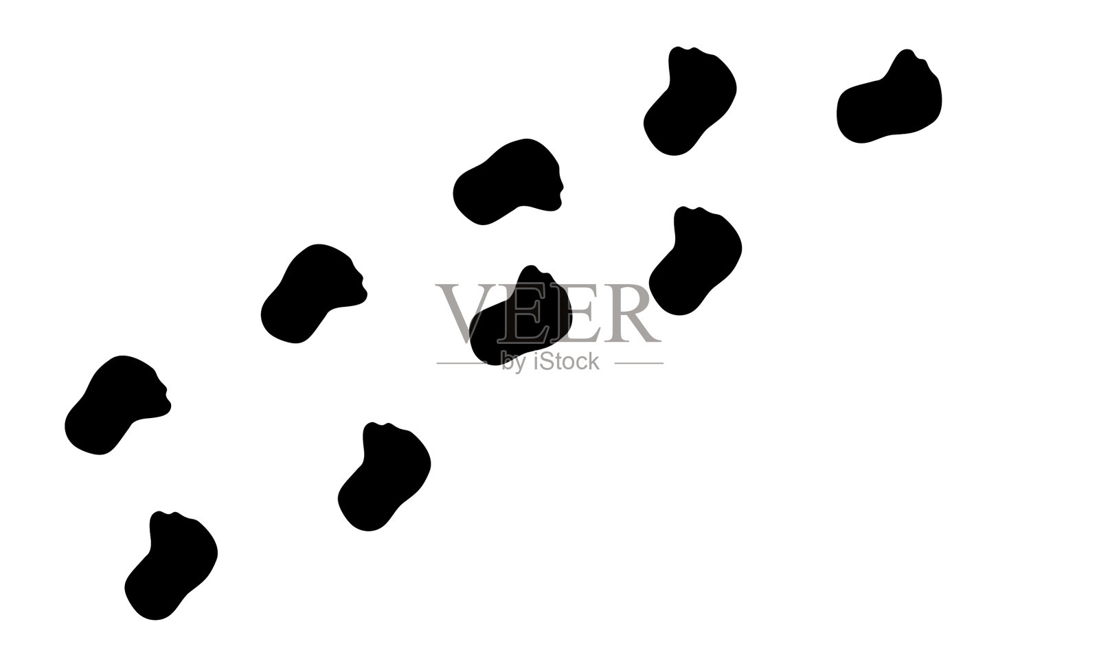 恐龙脚印恐龙足迹黑色剪影插画图片素材