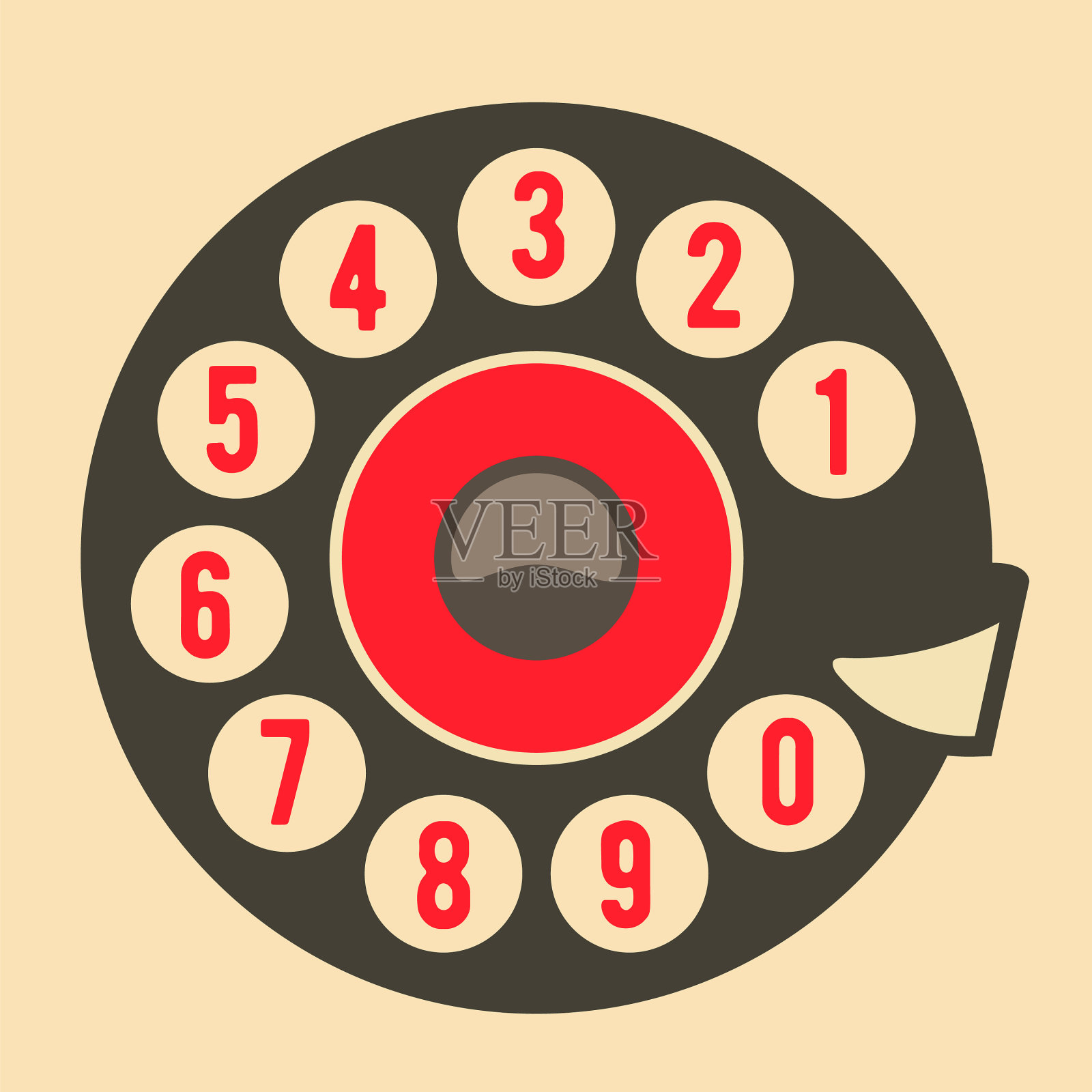 老式旋转式电话，复古式电话盘式拨号插画图片素材