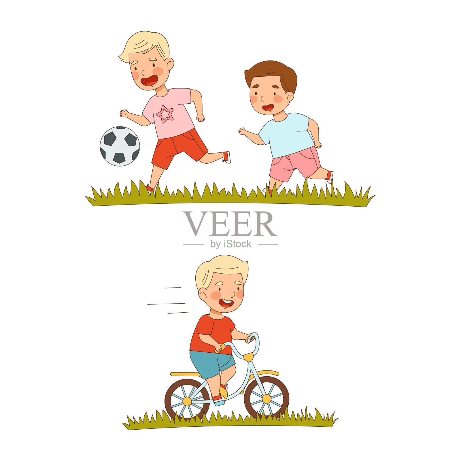 孩子们的暑假活动让孩子们开心地玩耍插画图片素材