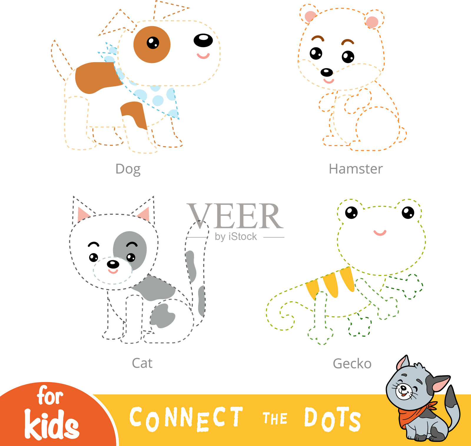 串连点教育游戏为儿童设置插画图片素材