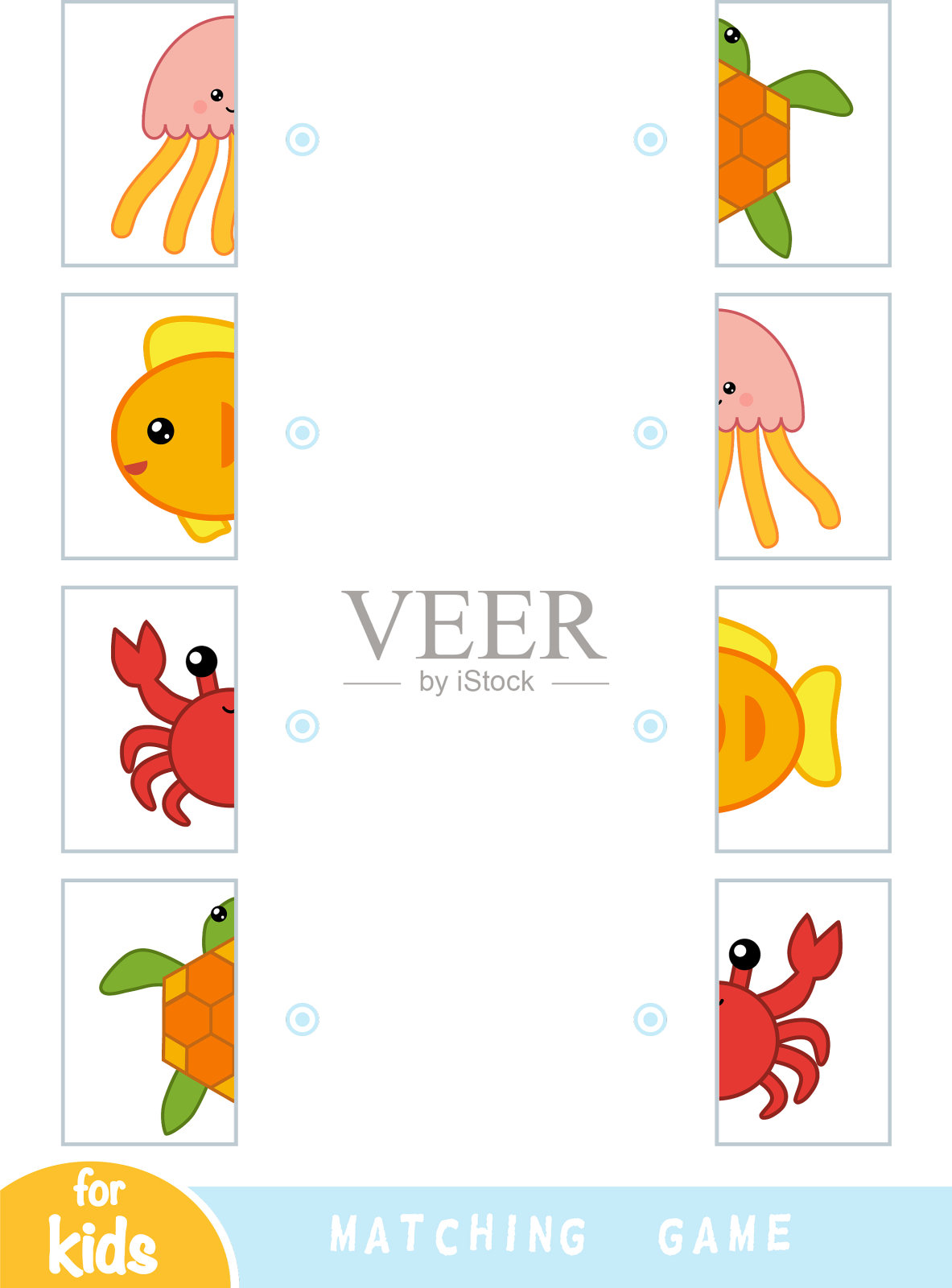 配对游戏，适合儿童益智游戏配对插画图片素材