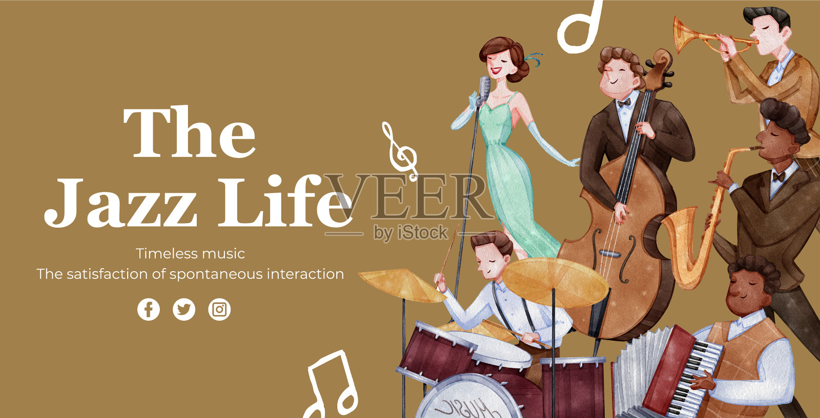 带有爵士音乐的广告牌模板设计模板素材