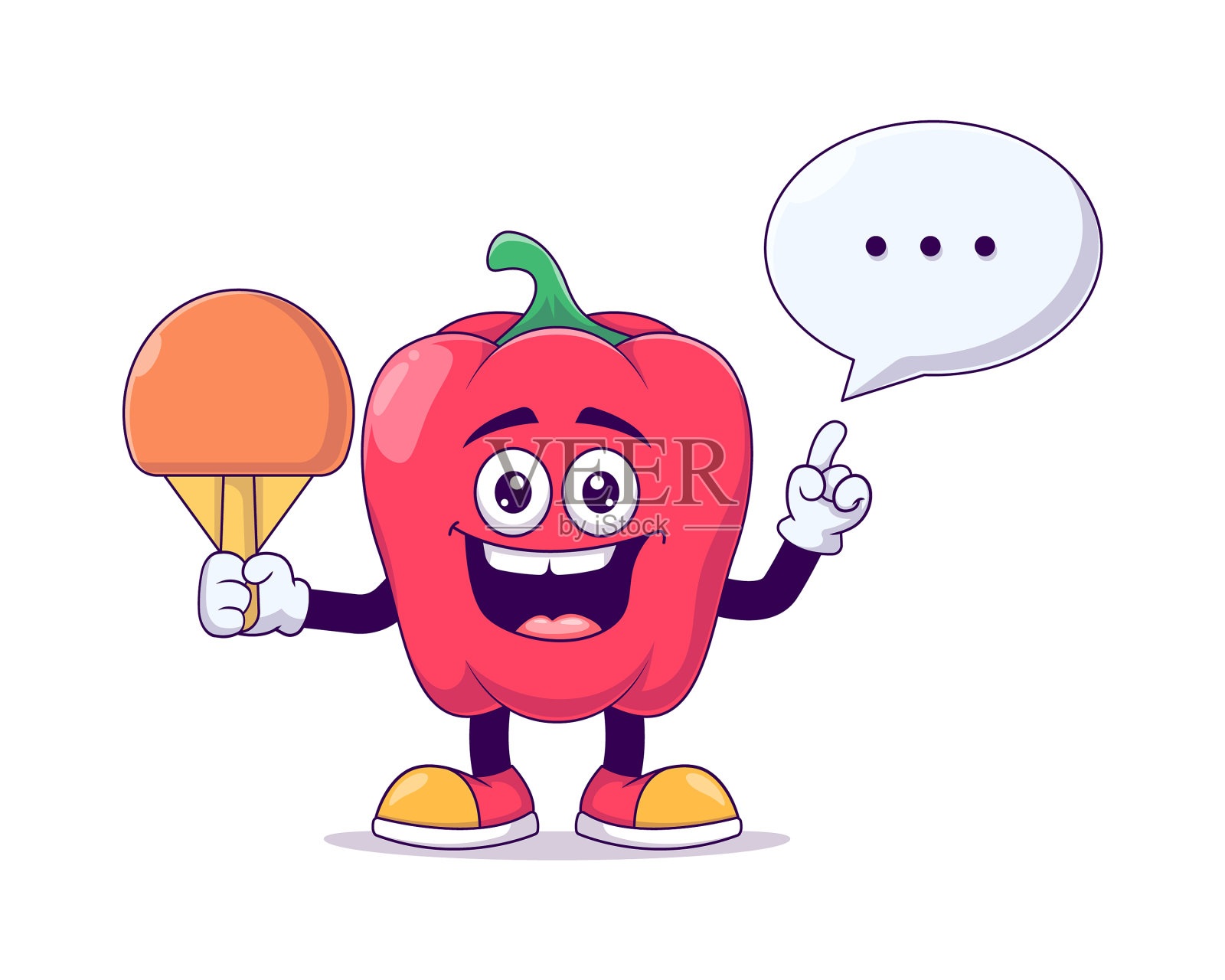 红灯笼椒打乒乓球的卡通设计元素图片