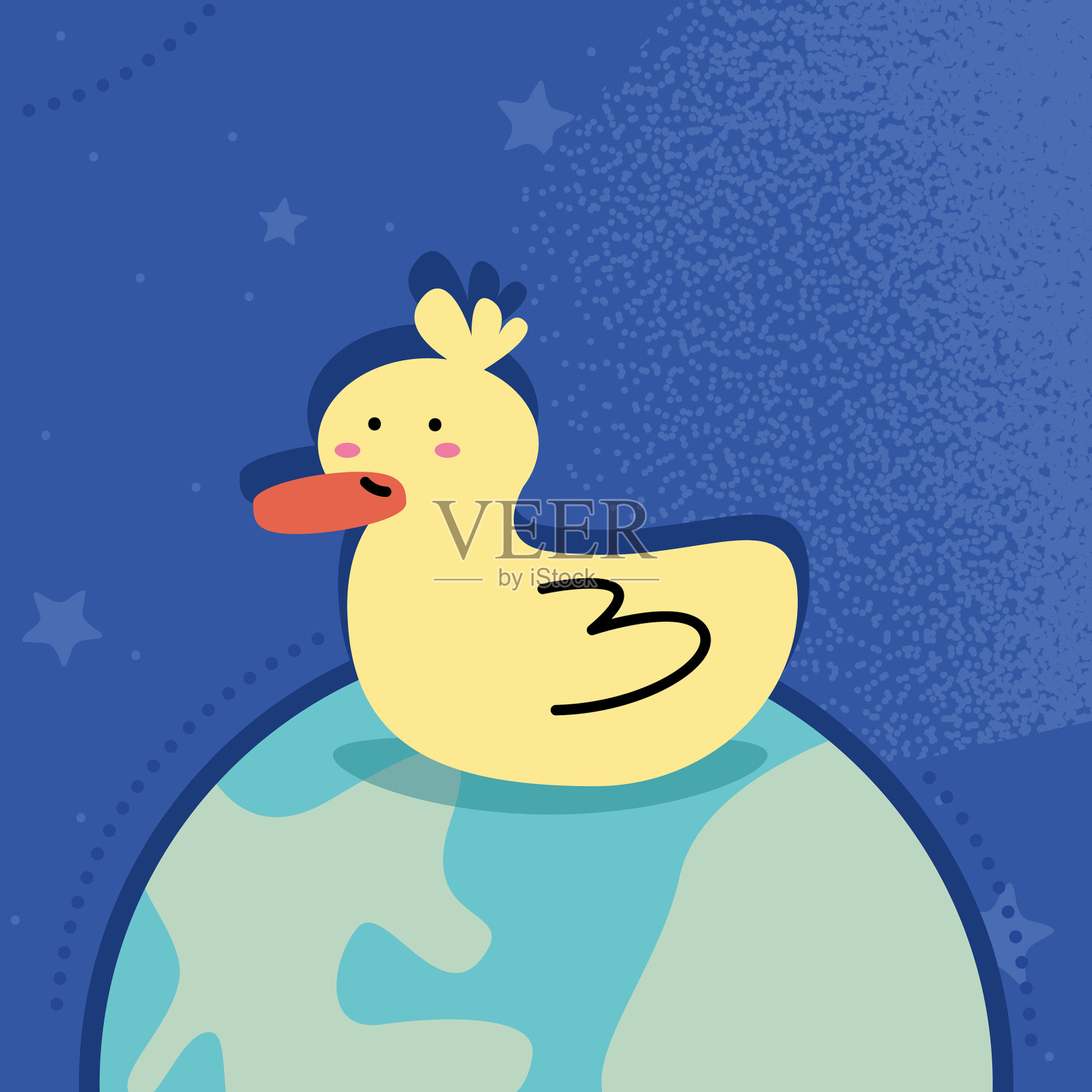 可爱的土鸭插画图片素材